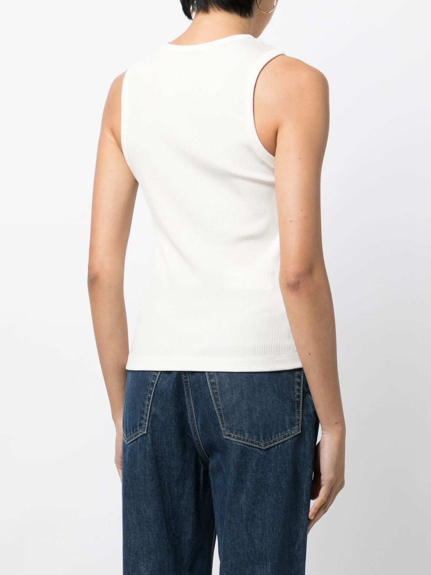 sleeveless ribbed-knit tank top