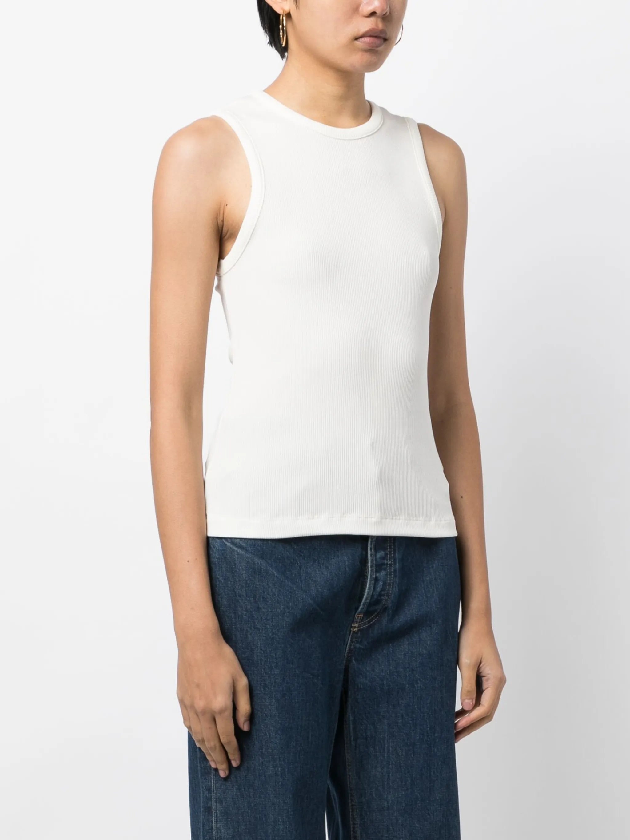 sleeveless ribbed-knit tank top