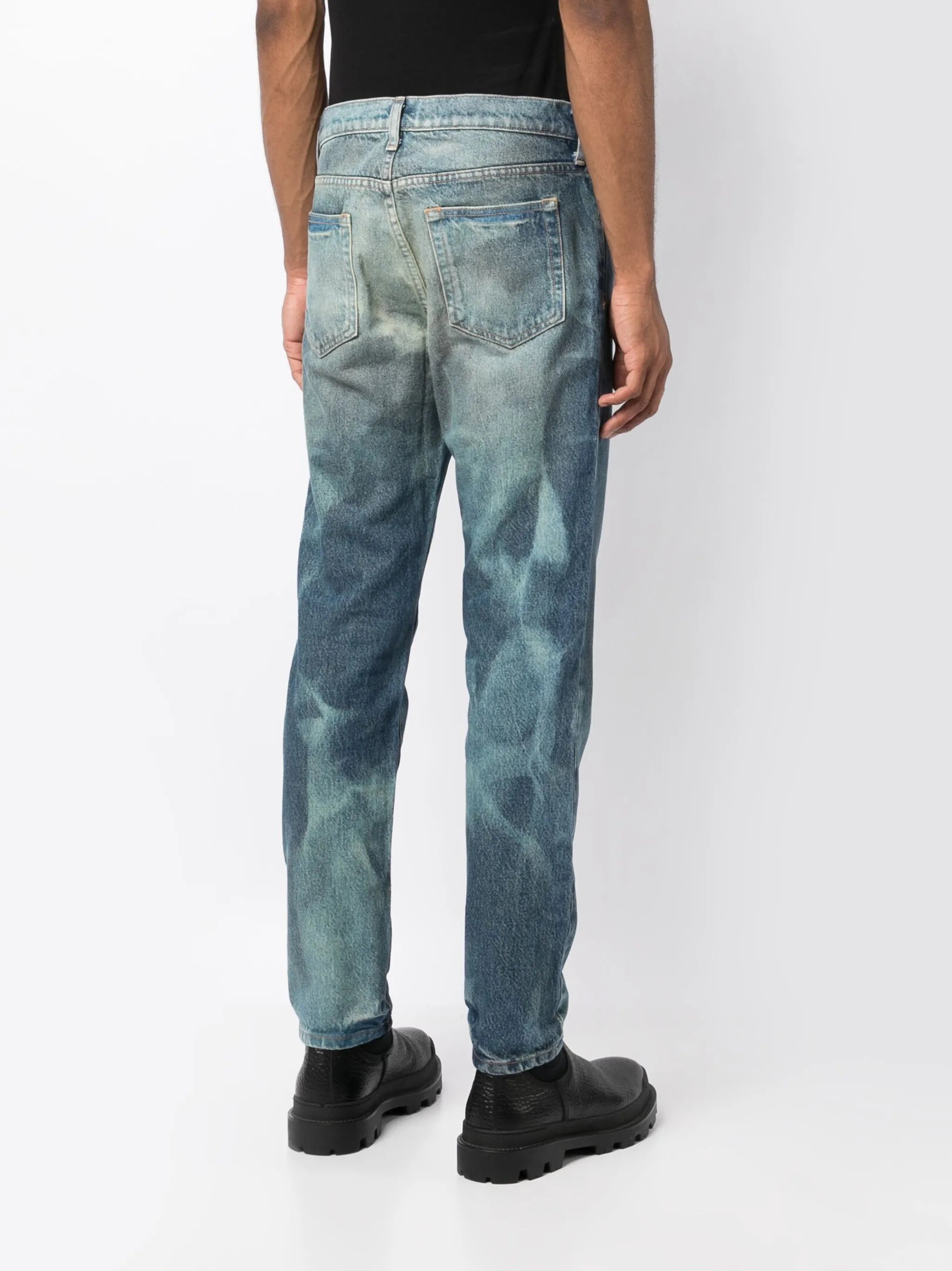 straight-leg bleached jeans