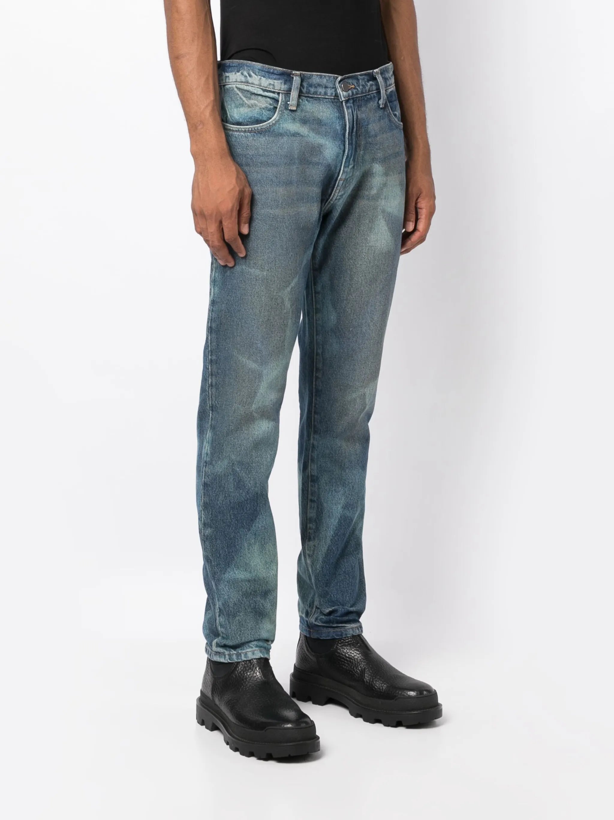 straight-leg bleached jeans
