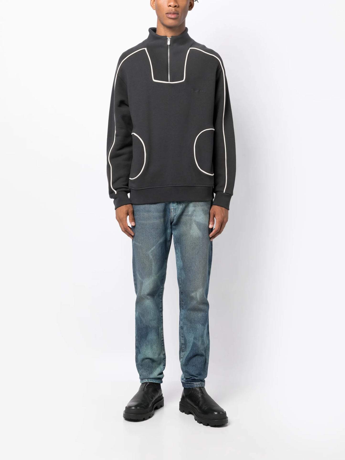 straight-leg bleached jeans