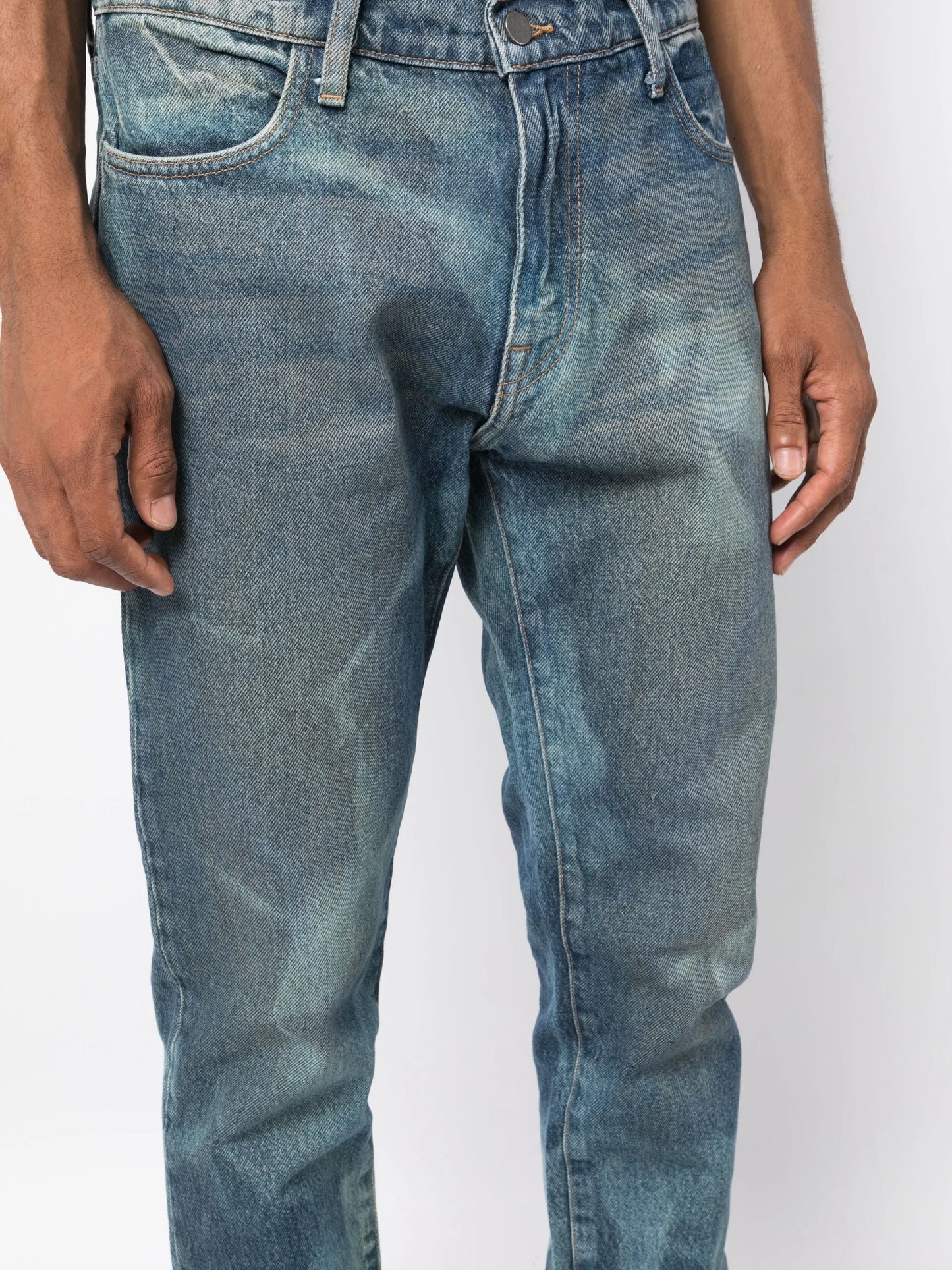 straight-leg bleached jeans