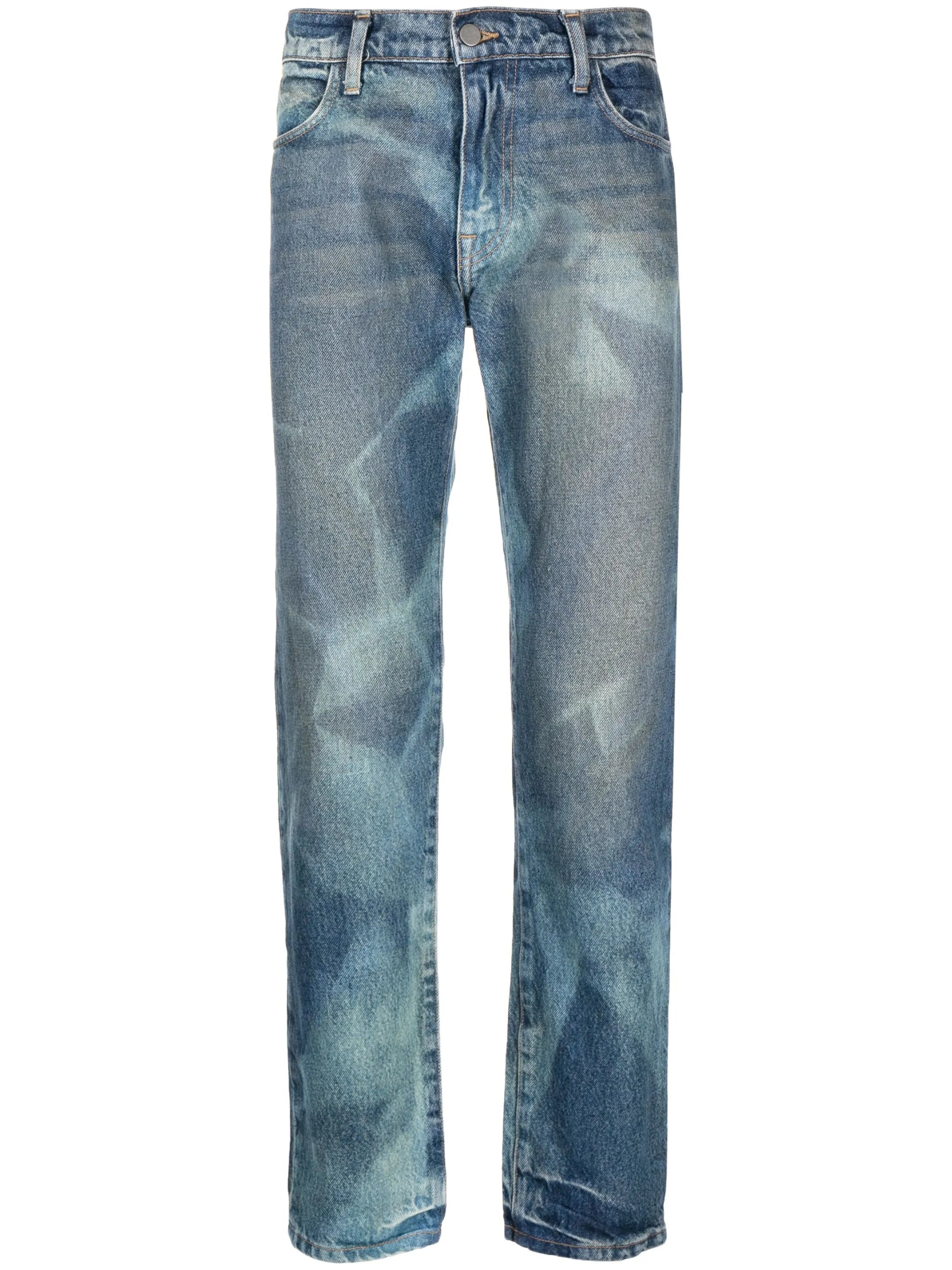 straight-leg bleached jeans