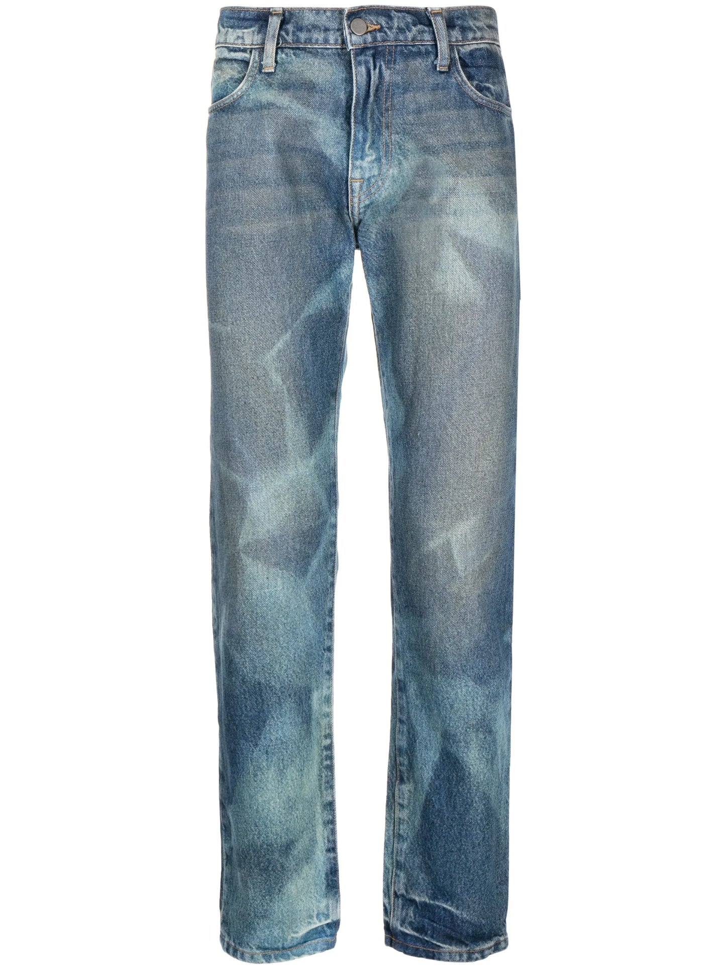 straight-leg bleached jeans