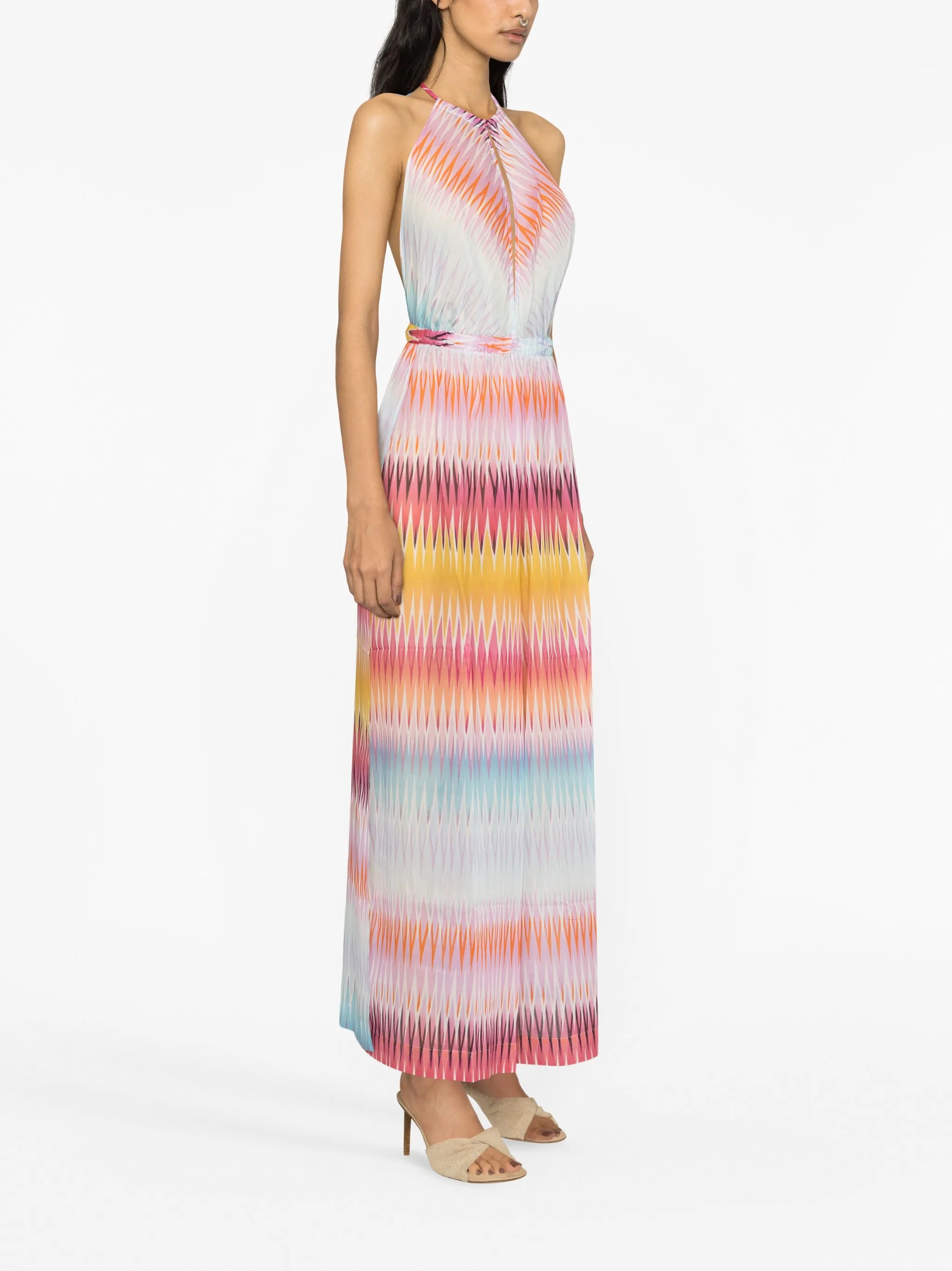 zigzag-print wide-leg jumpsuit