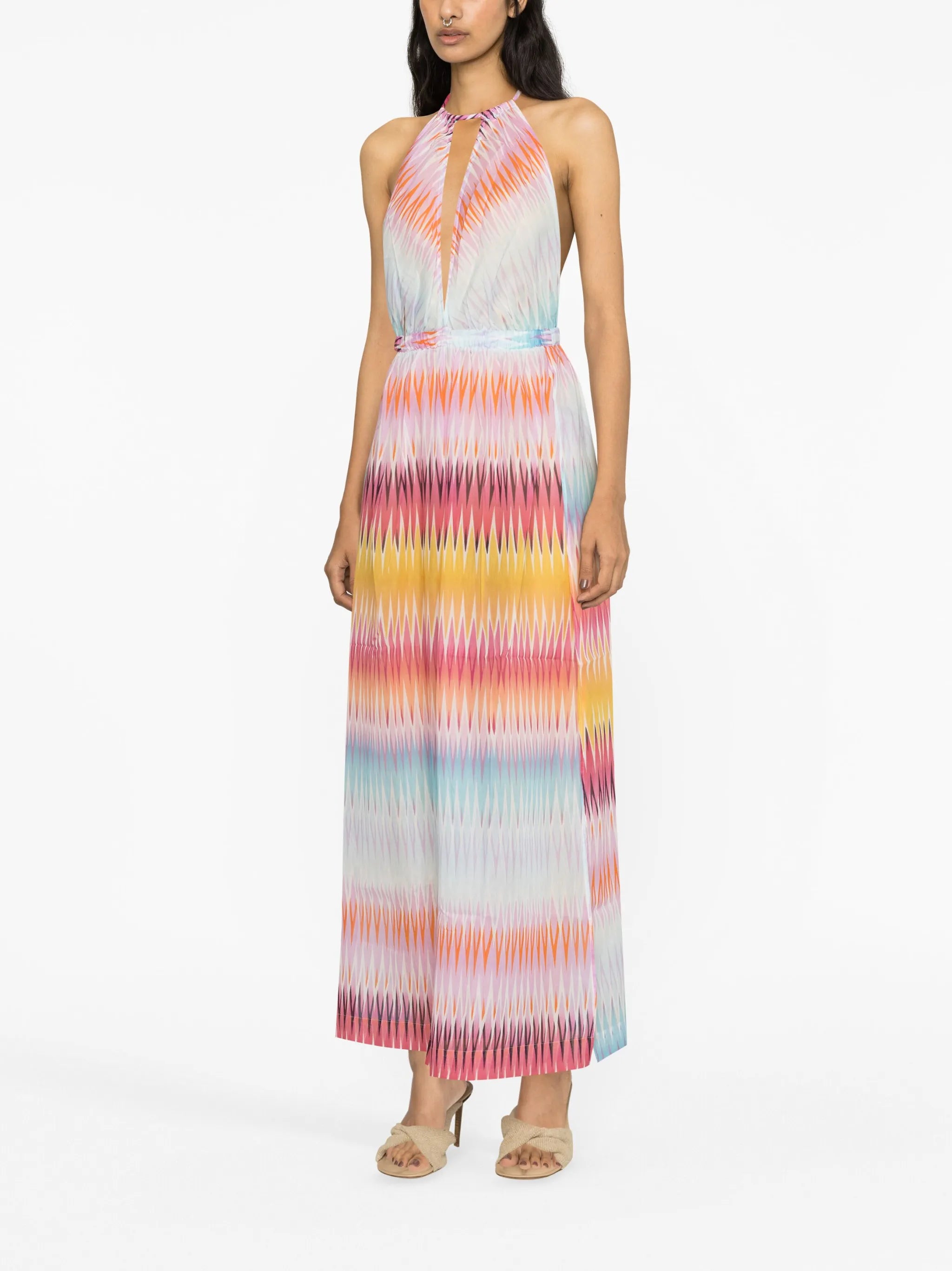 zigzag-print wide-leg jumpsuit