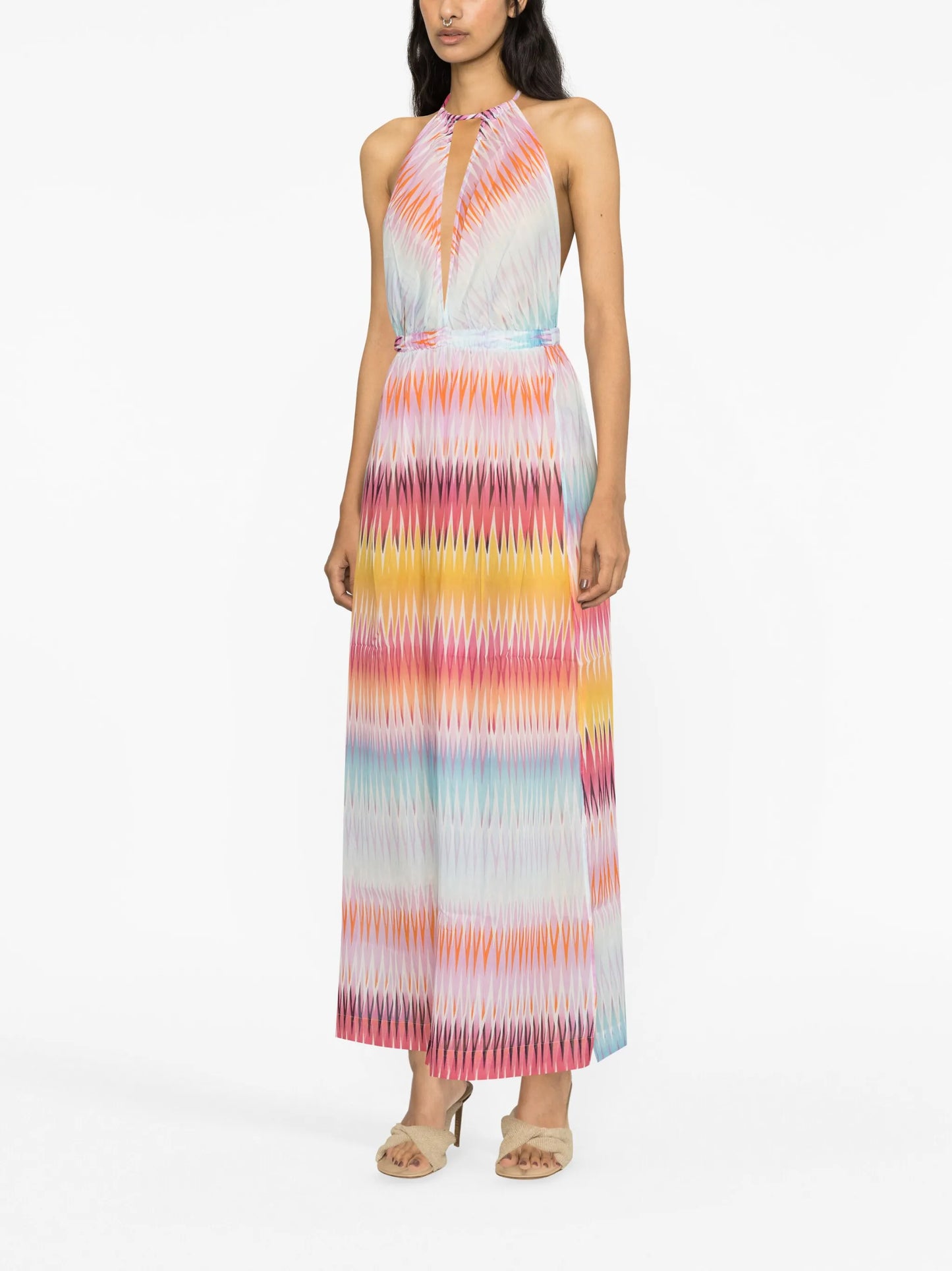 zigzag-print wide-leg jumpsuit