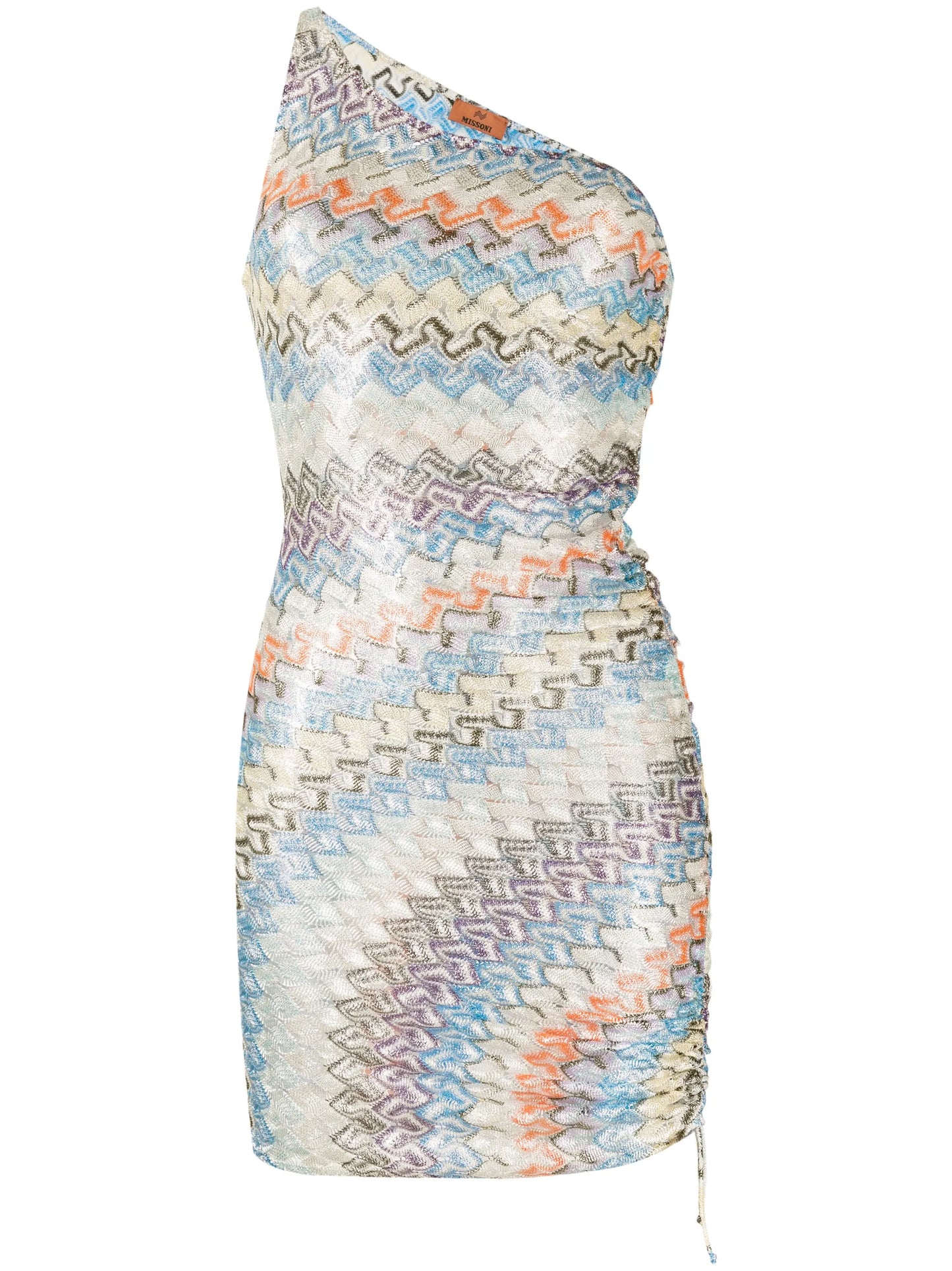striped lamé one-shoulder minidress