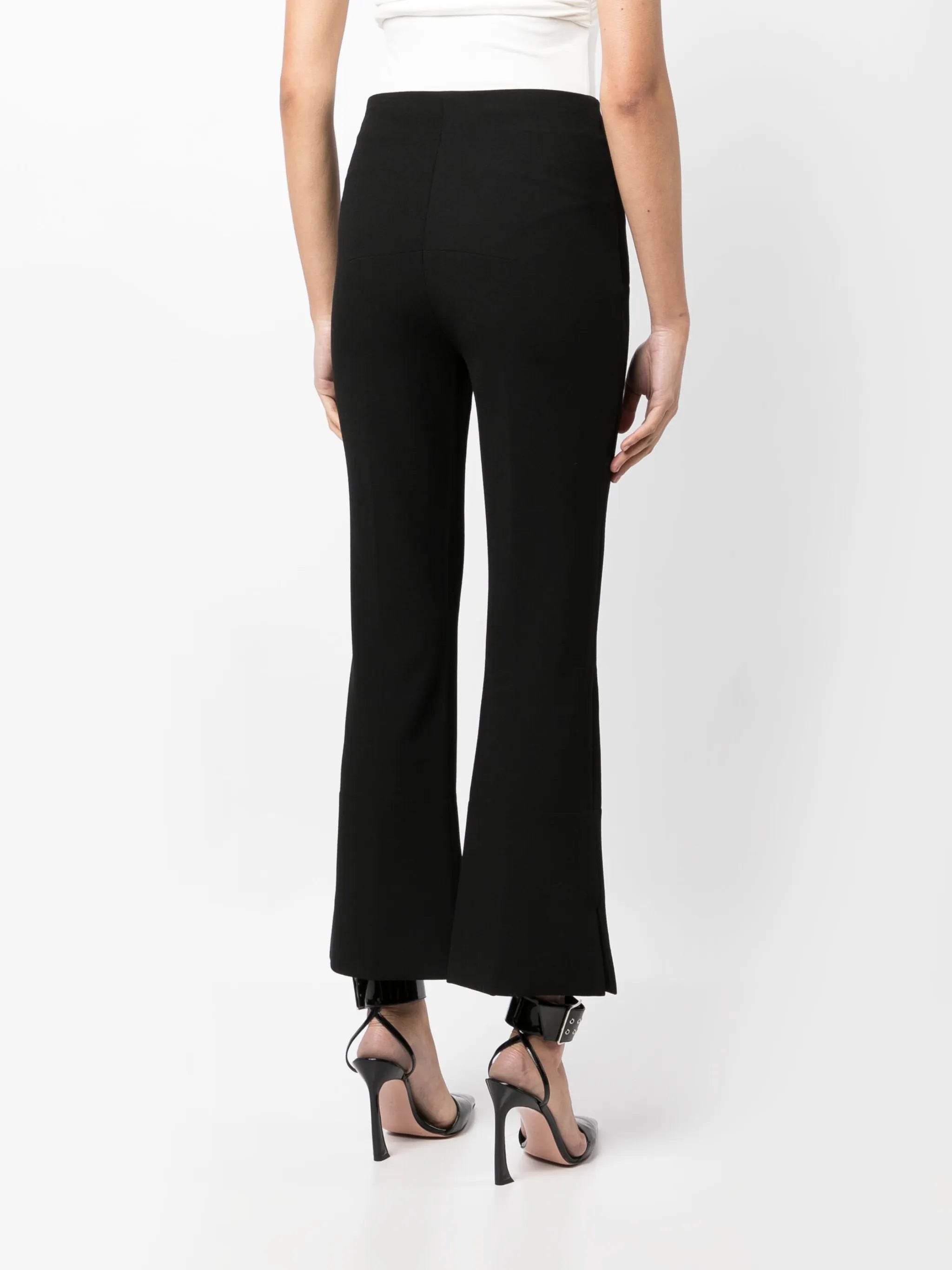 zipped cropped flared trousers