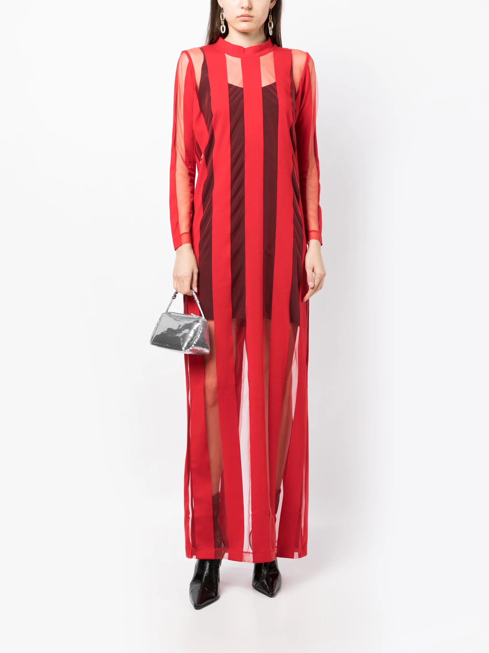 striped tulle maxi dress