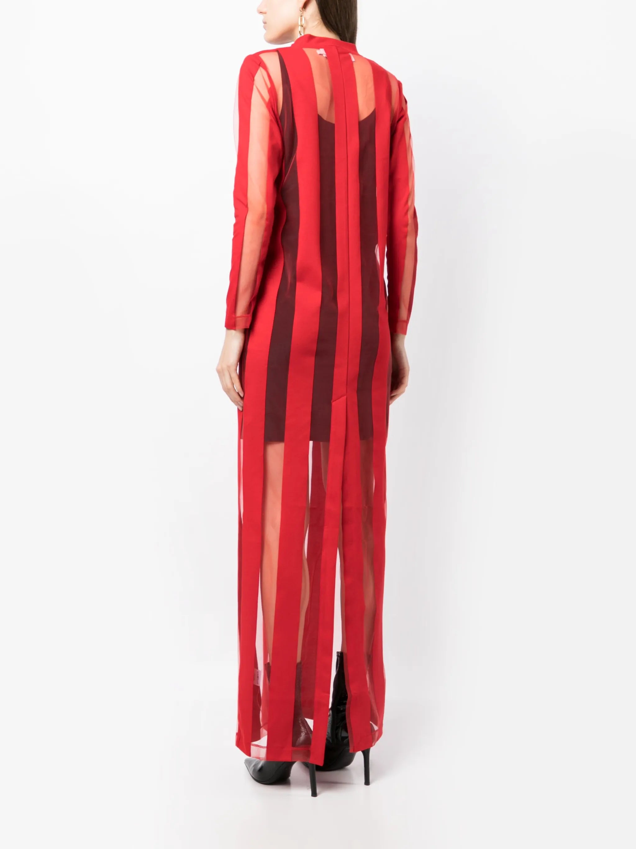 striped tulle maxi dress