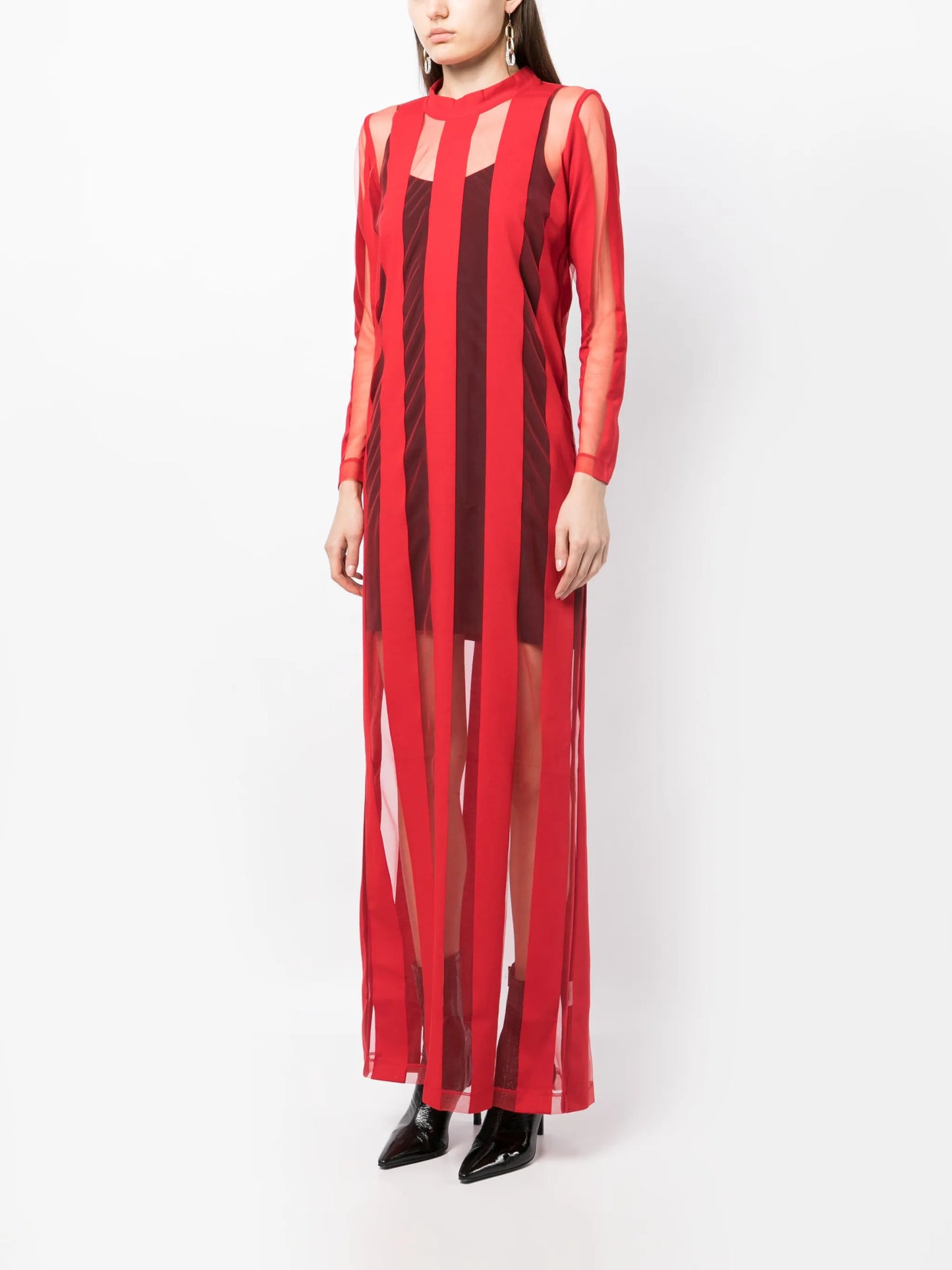 striped tulle maxi dress