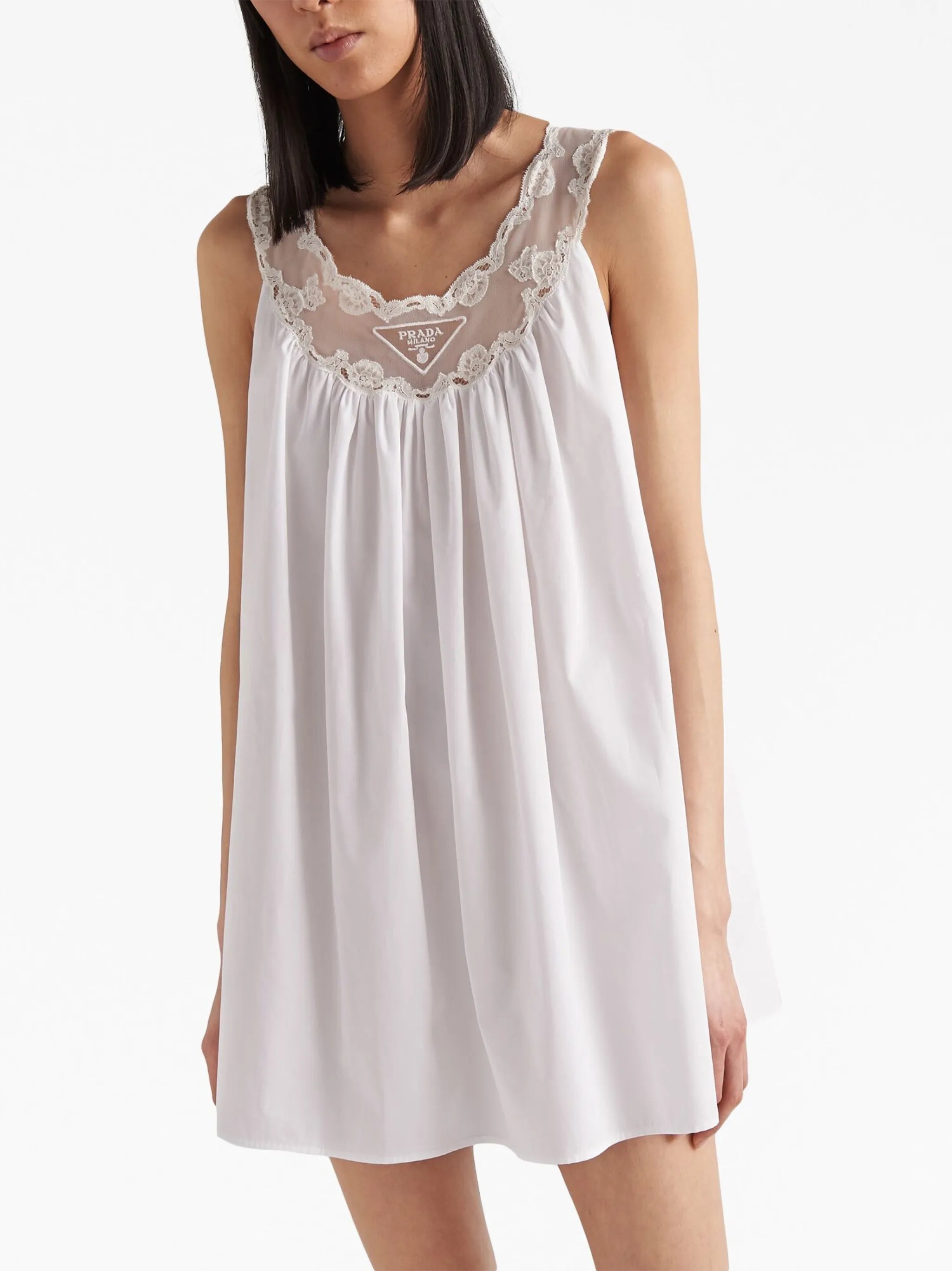 lace-panel sleeveless dress