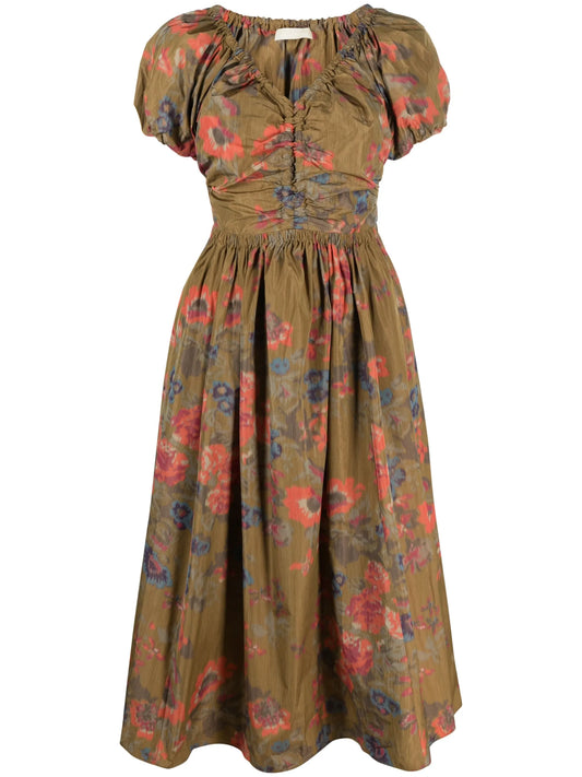 Cecile floral-print taffeta dress