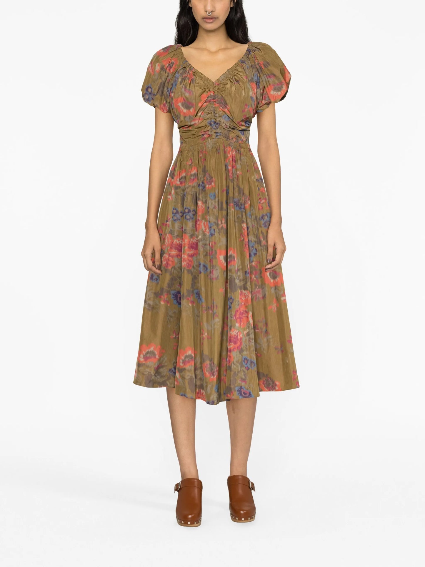 Cecile floral-print taffeta dress