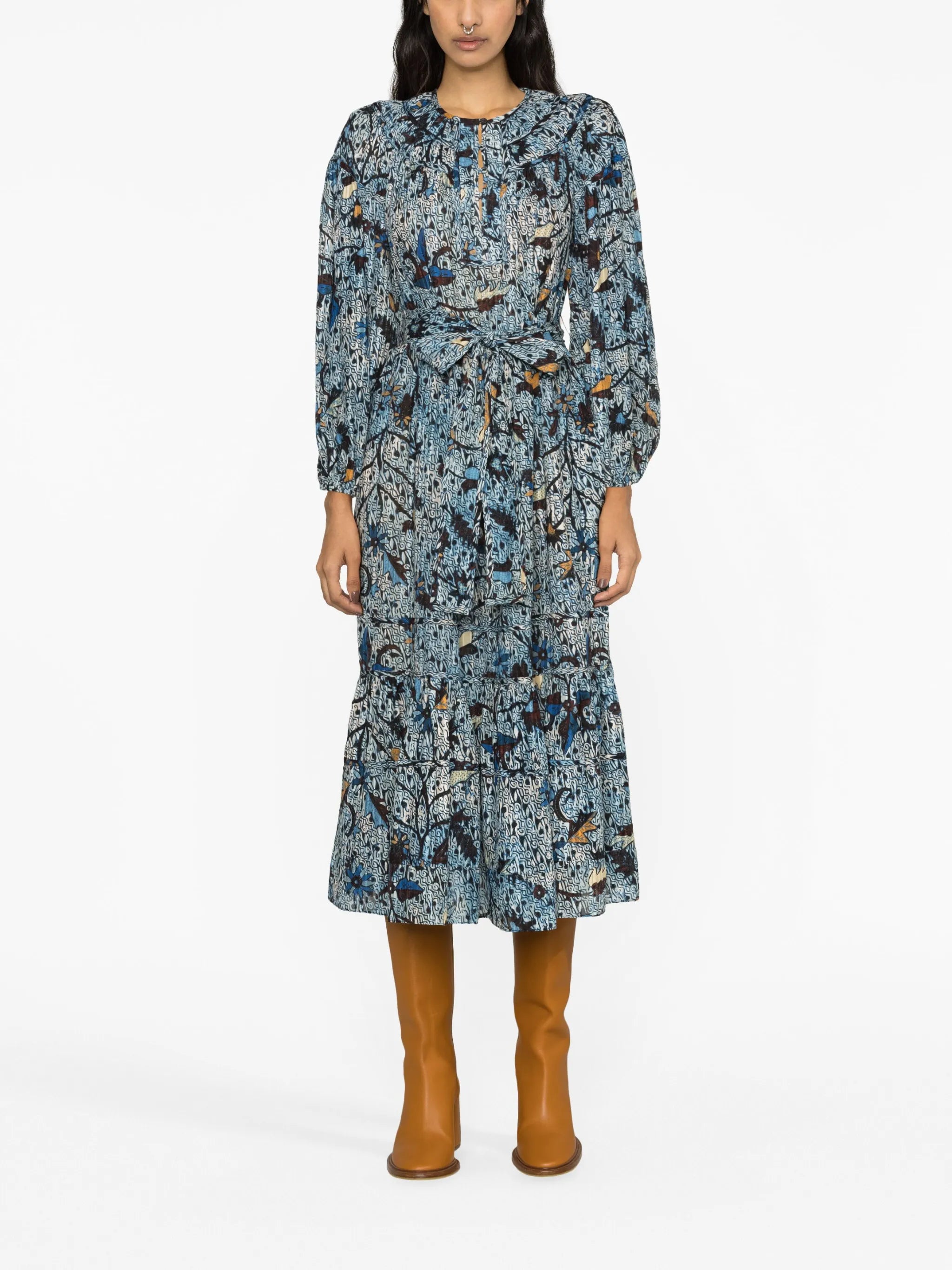 Iona graphic-print midi dress