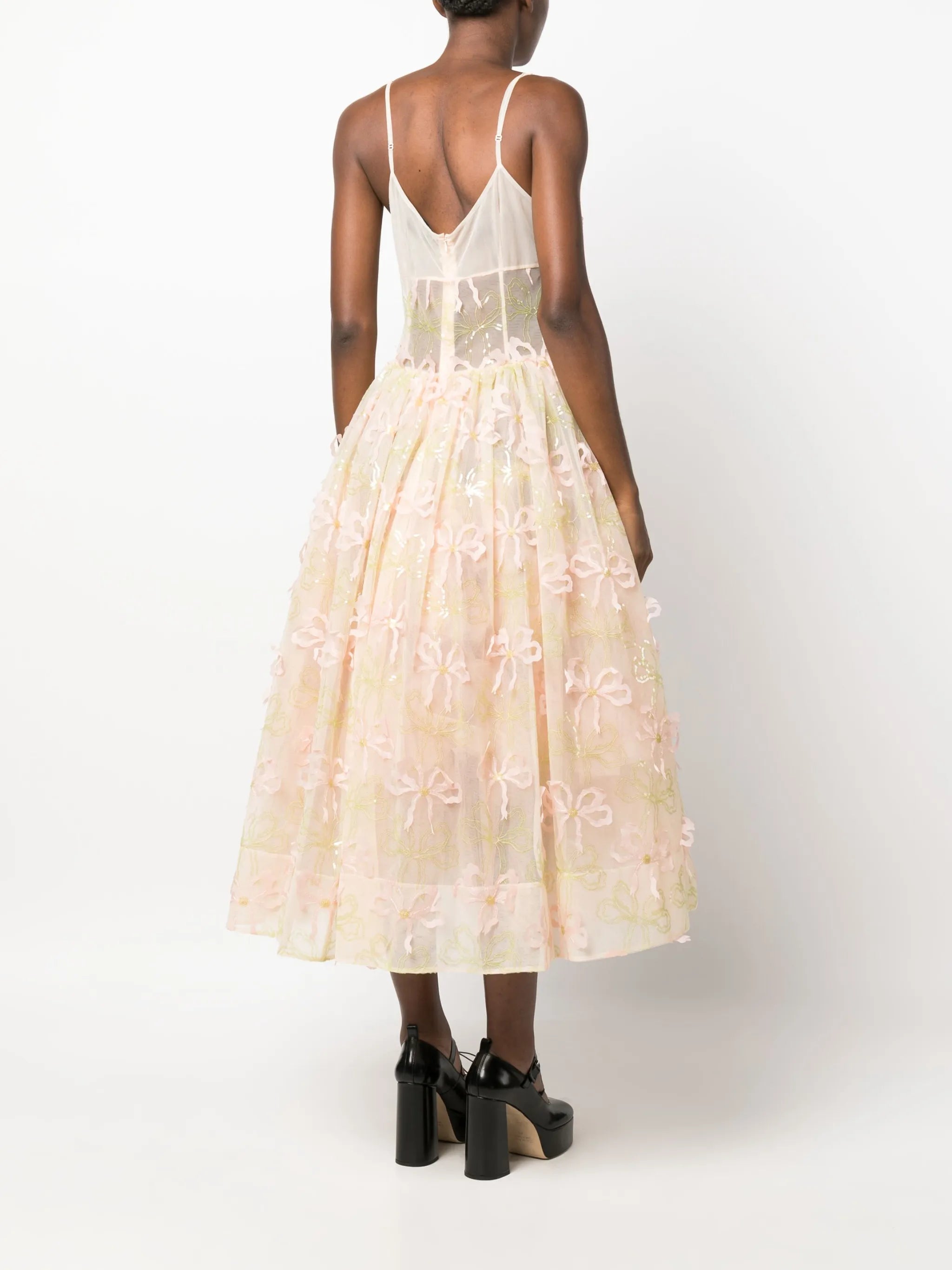 sleeveless embroidered midi dress