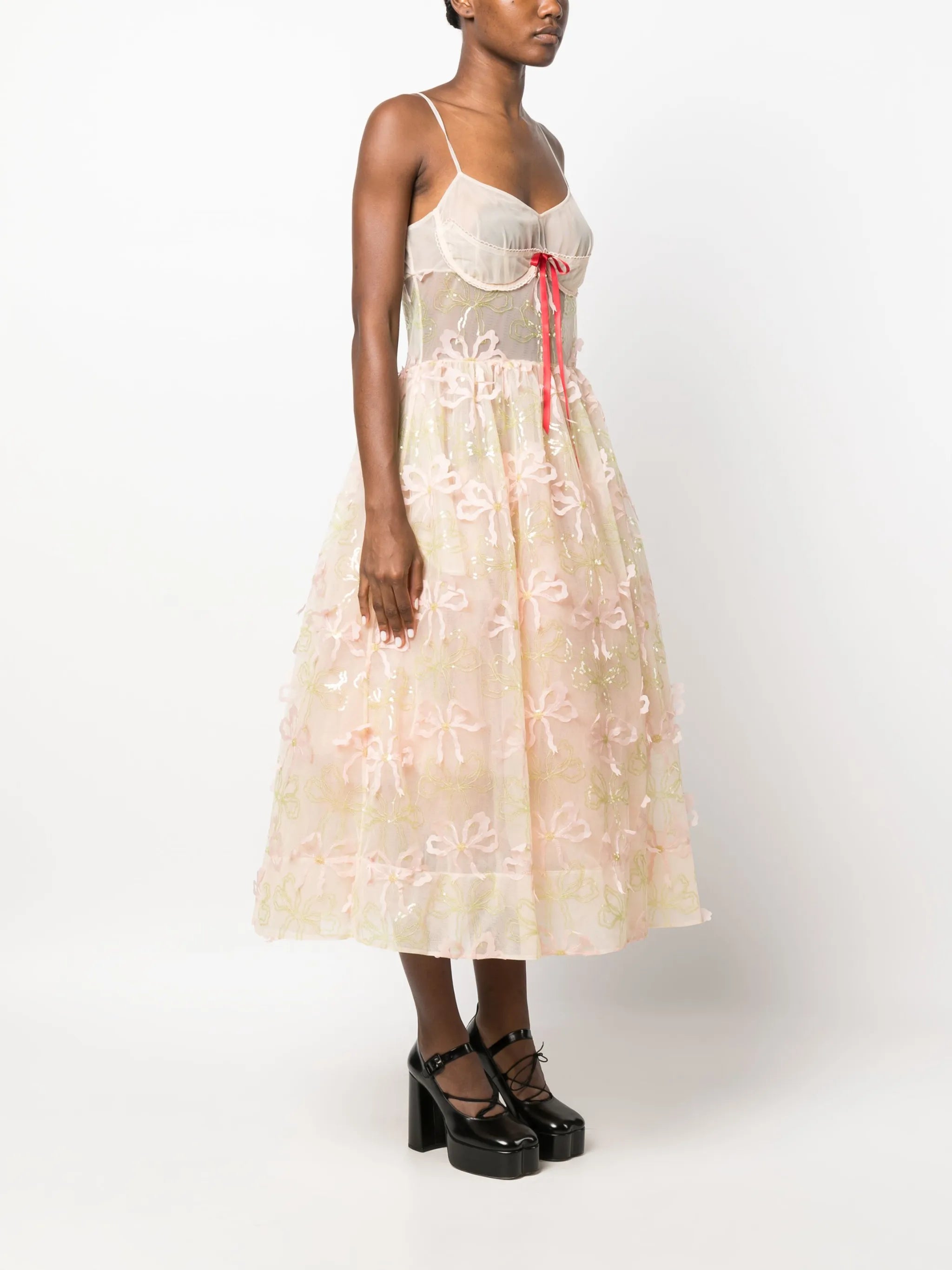 sleeveless embroidered midi dress