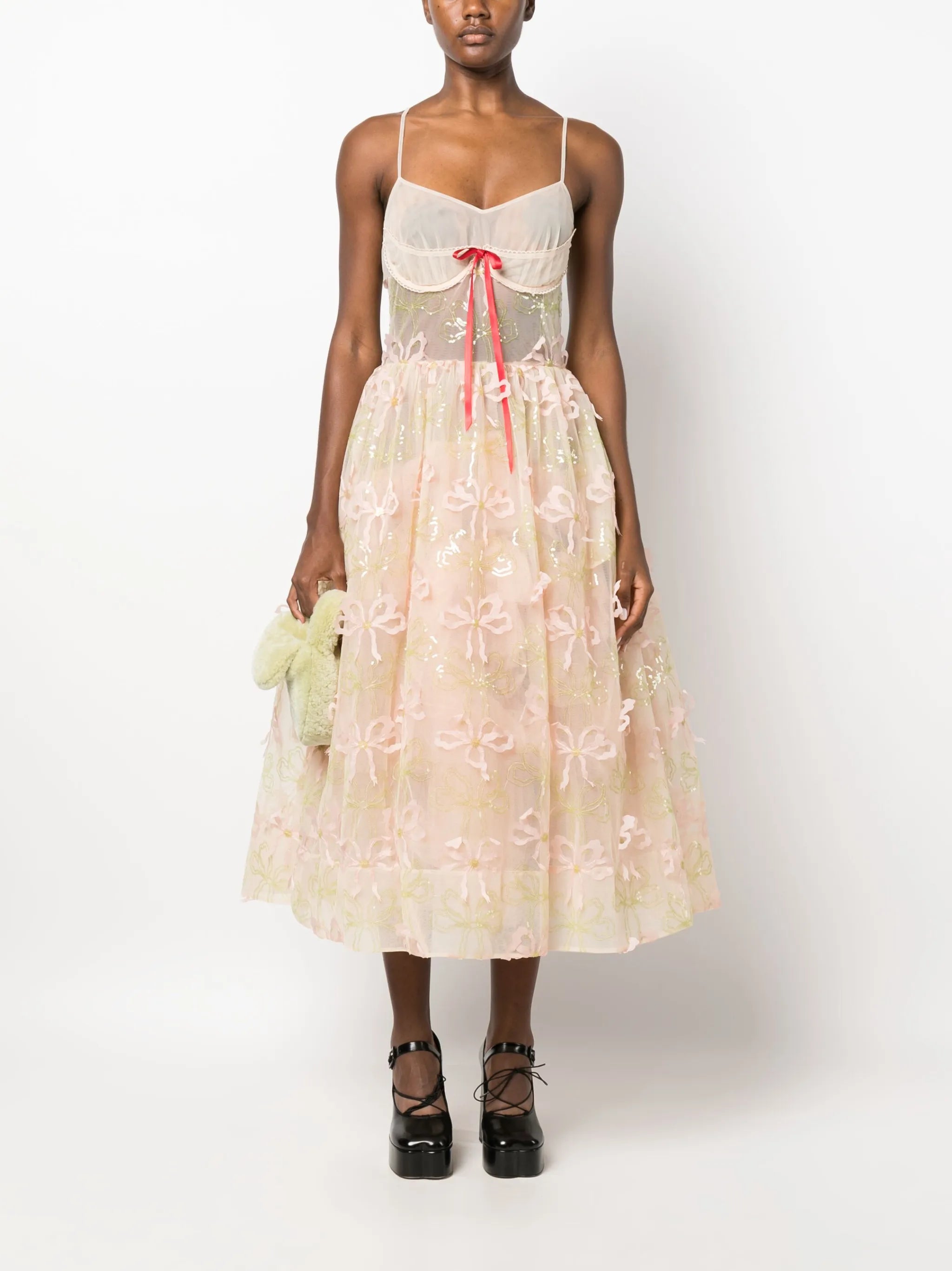 sleeveless embroidered midi dress