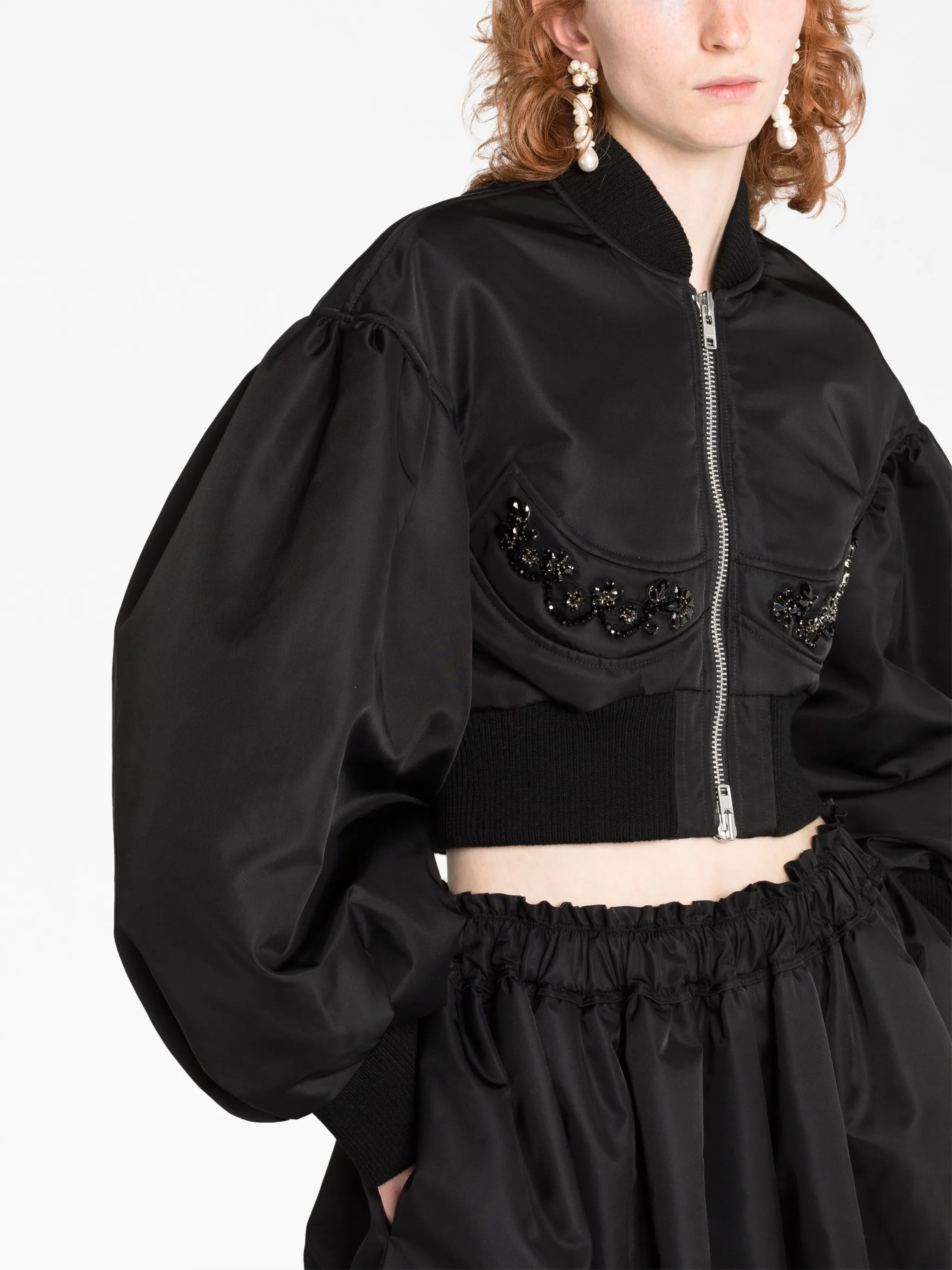 crystal-embellished cropped bomber jacket