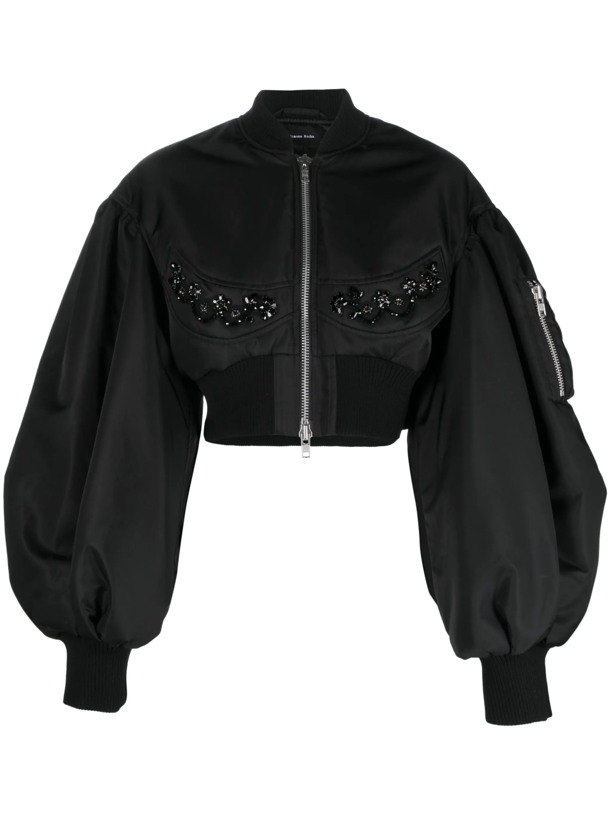 crystal-embellished cropped bomber jacket