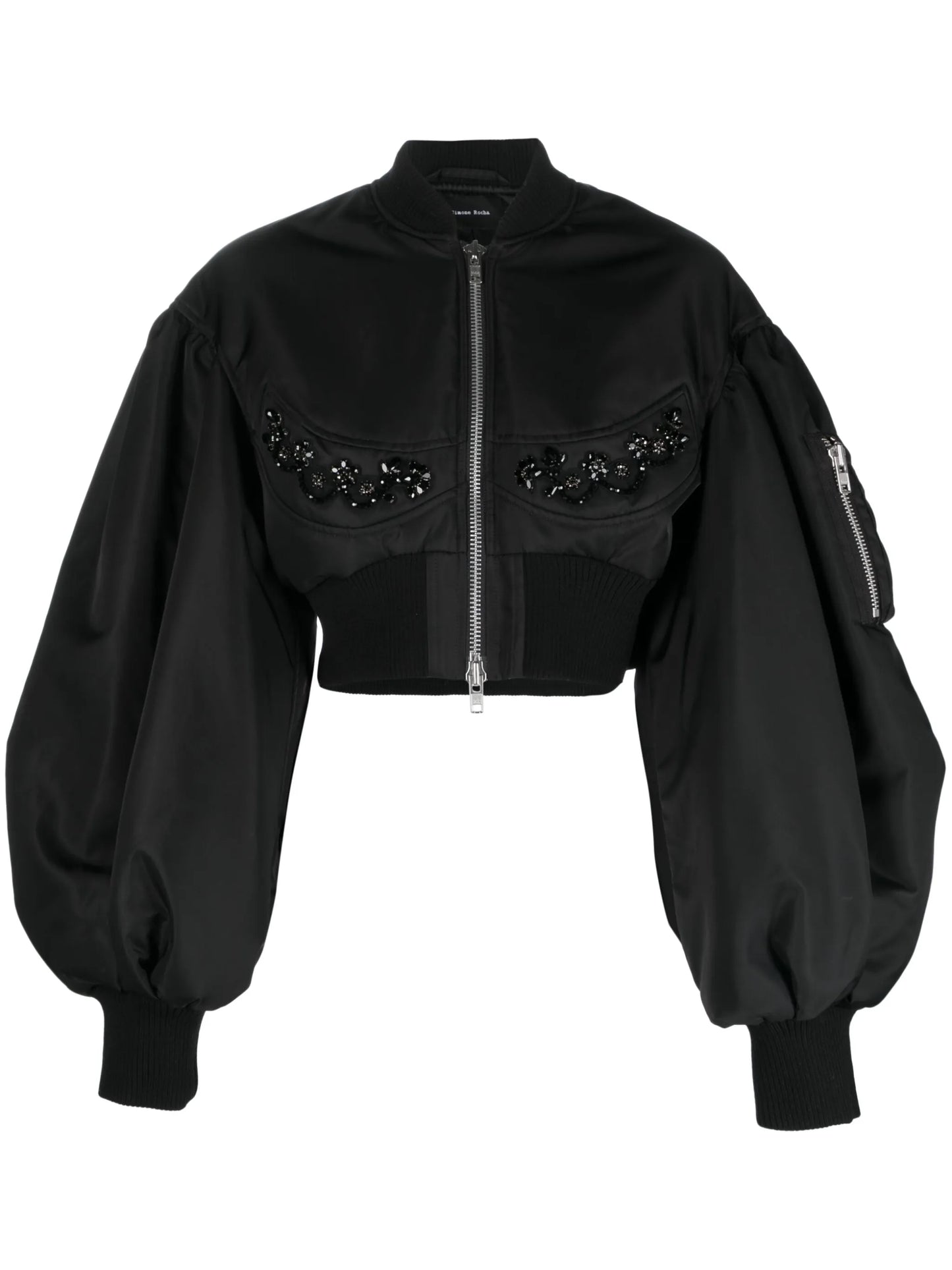 crystal-embellished cropped bomber jacket
