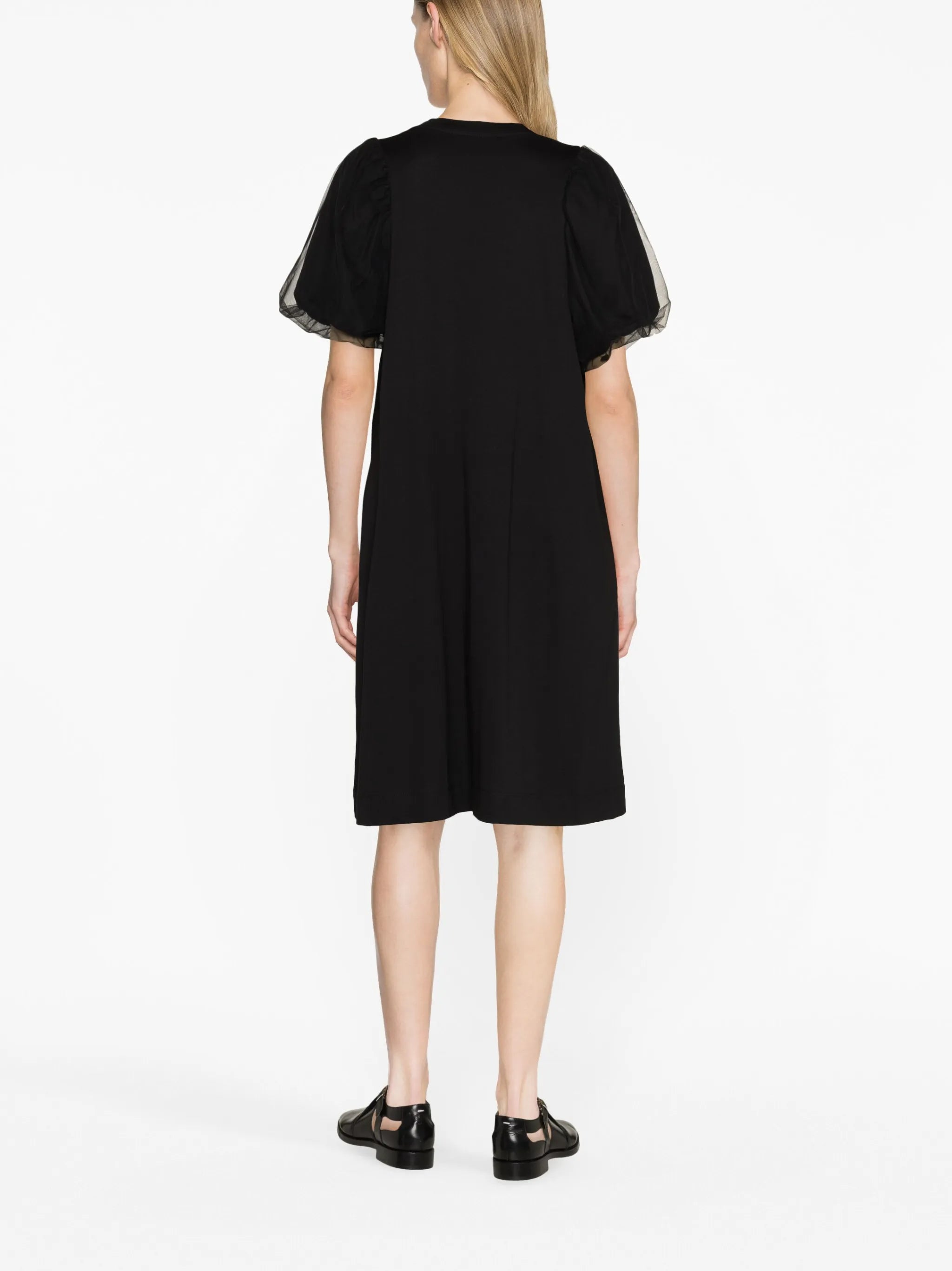 pearl-embellished tulle T-shirt dress
