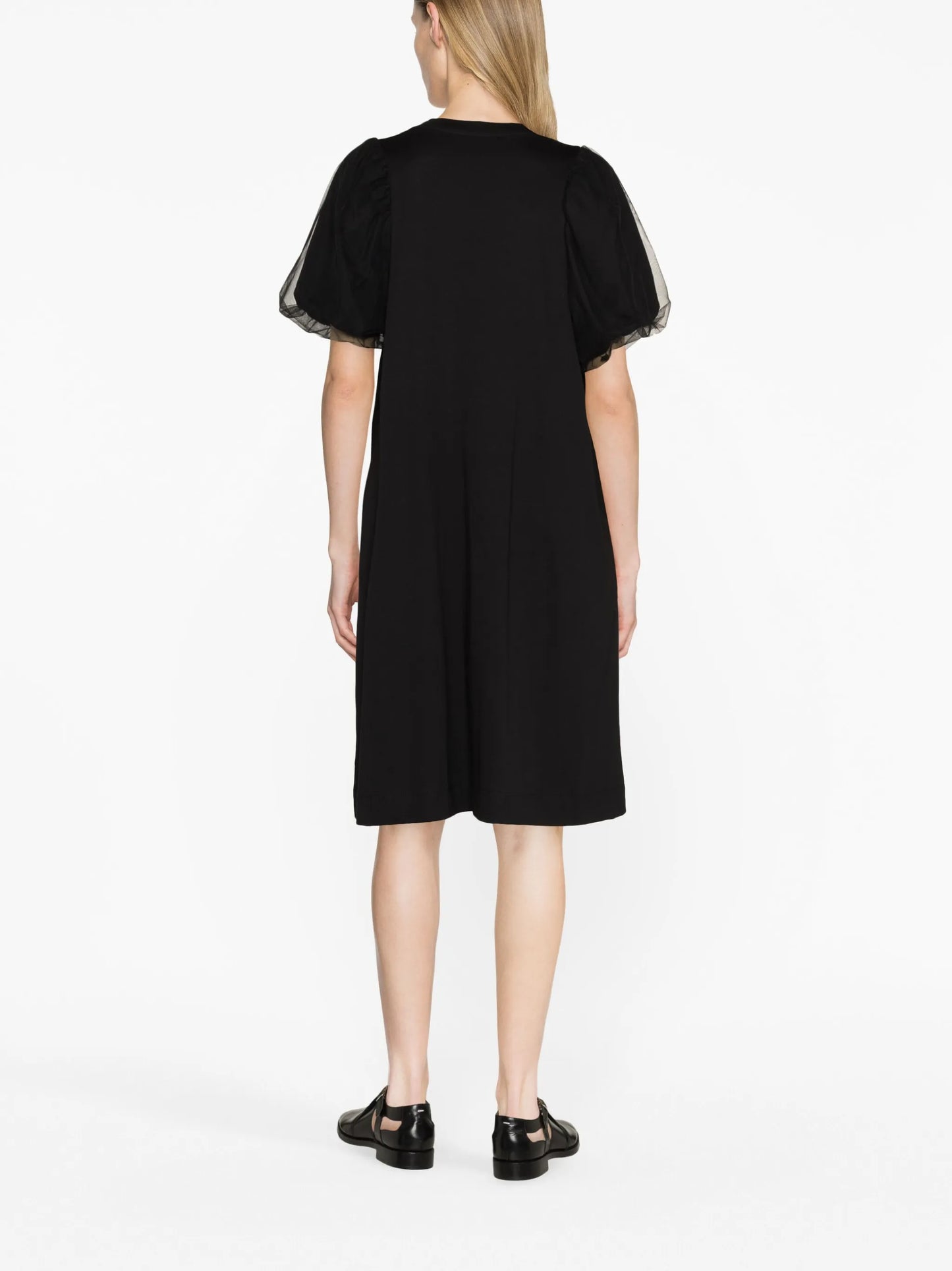 pearl-embellished tulle T-shirt dress