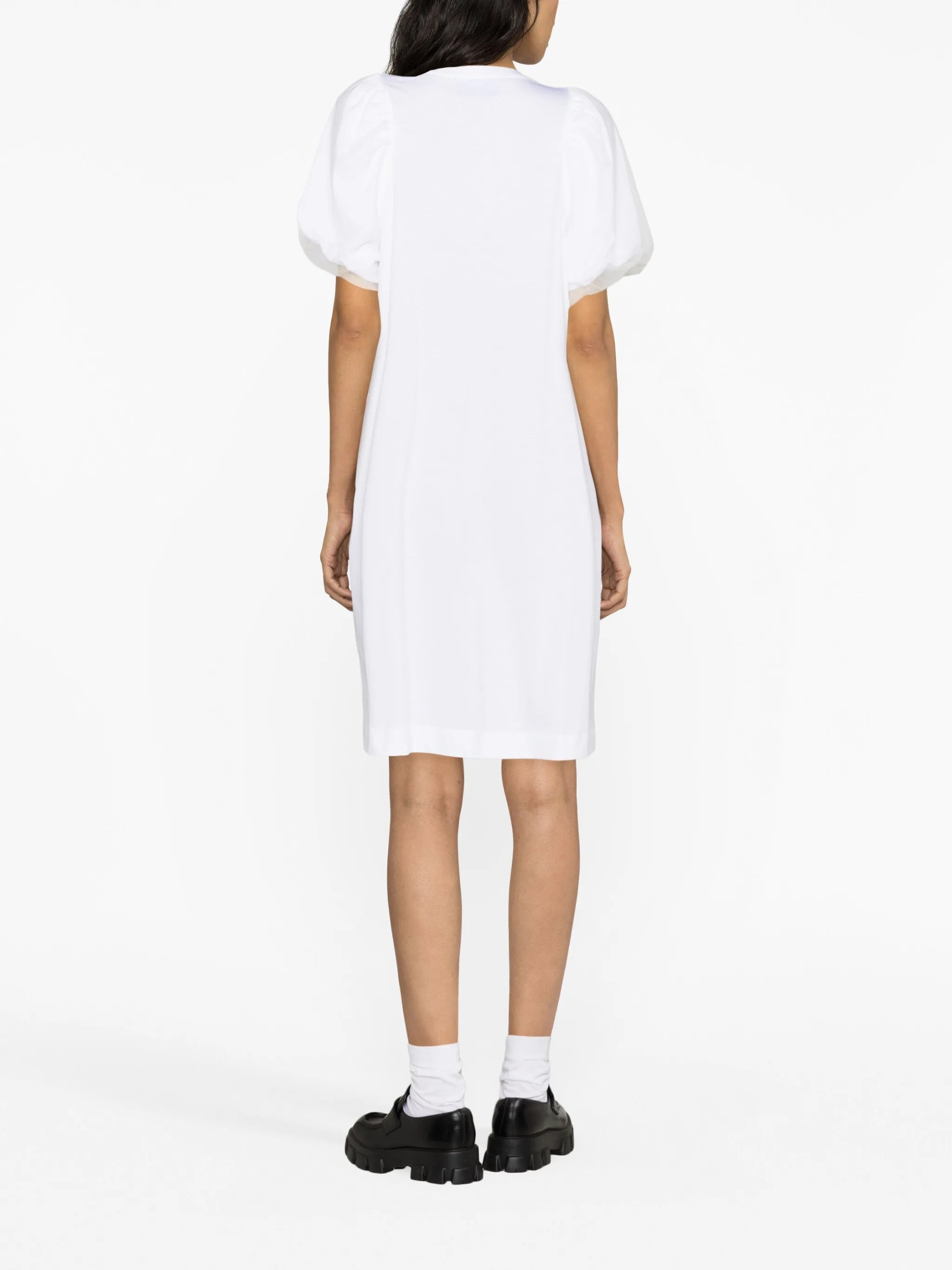 puff-sleeve cotton dress