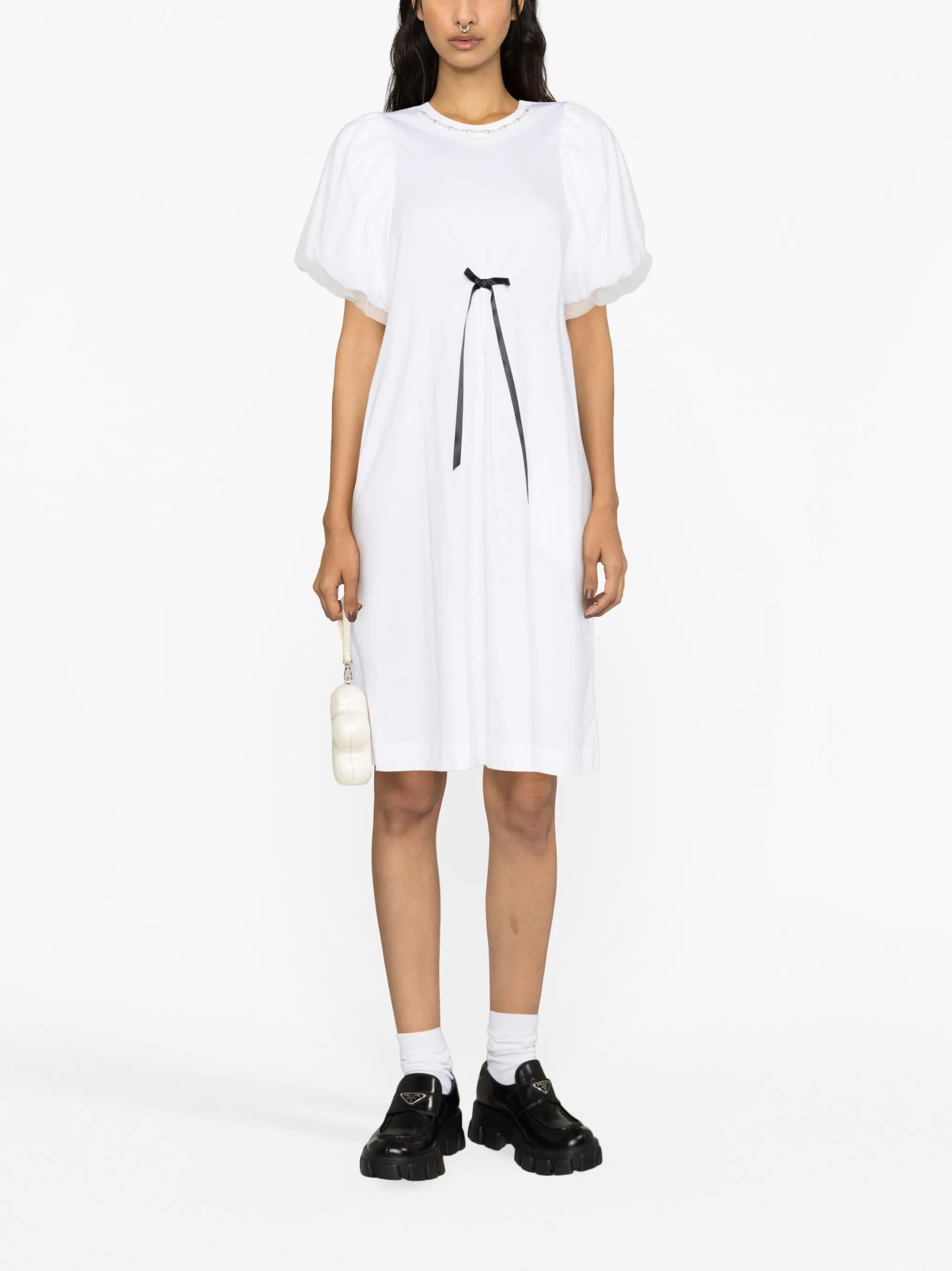 puff-sleeve cotton dress