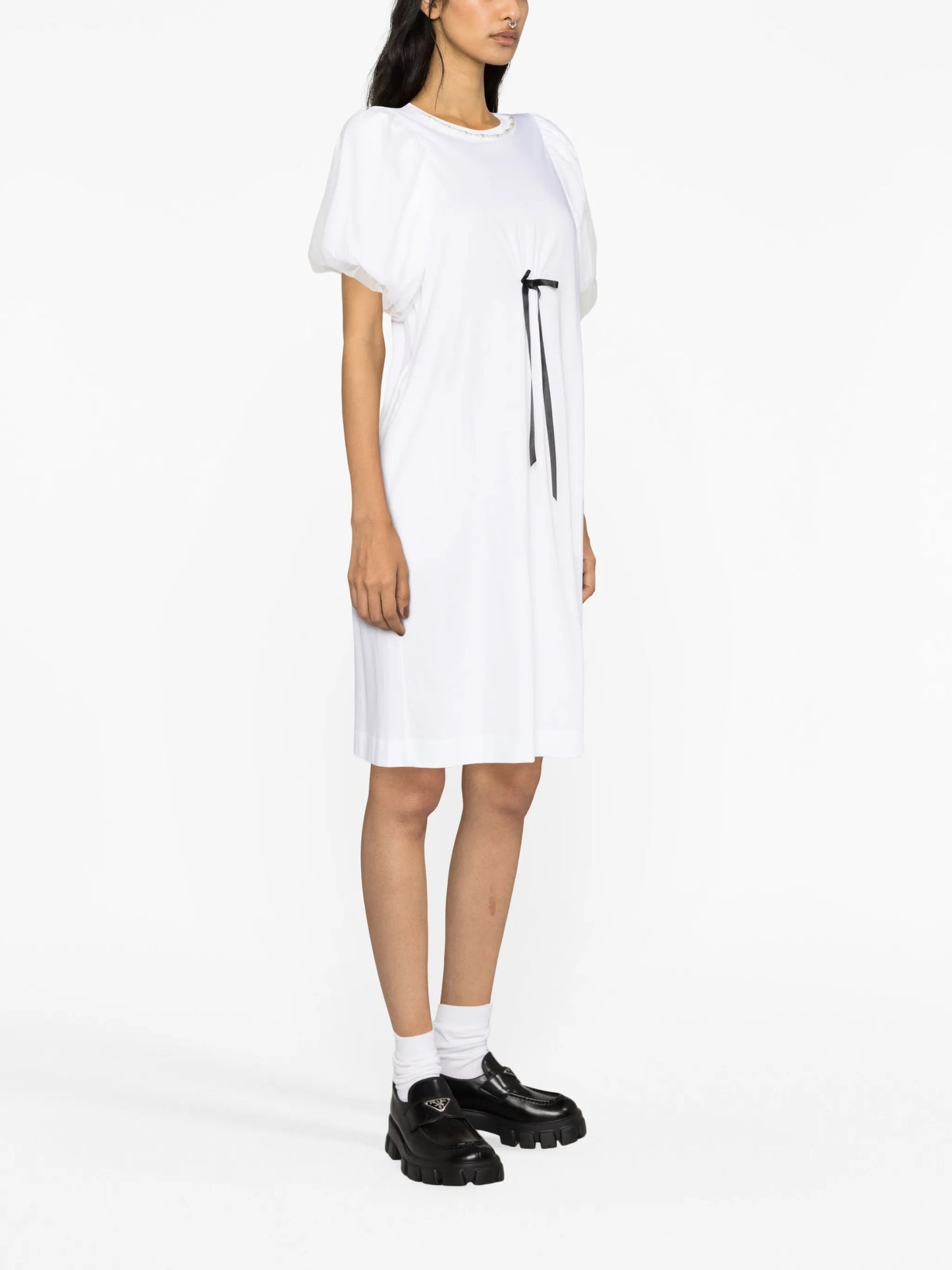 puff-sleeve cotton dress