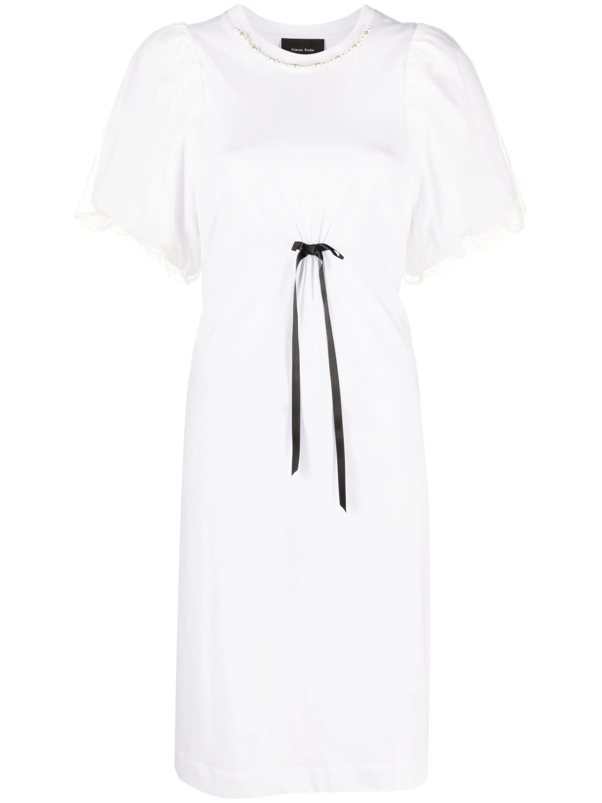 puff-sleeve cotton dress