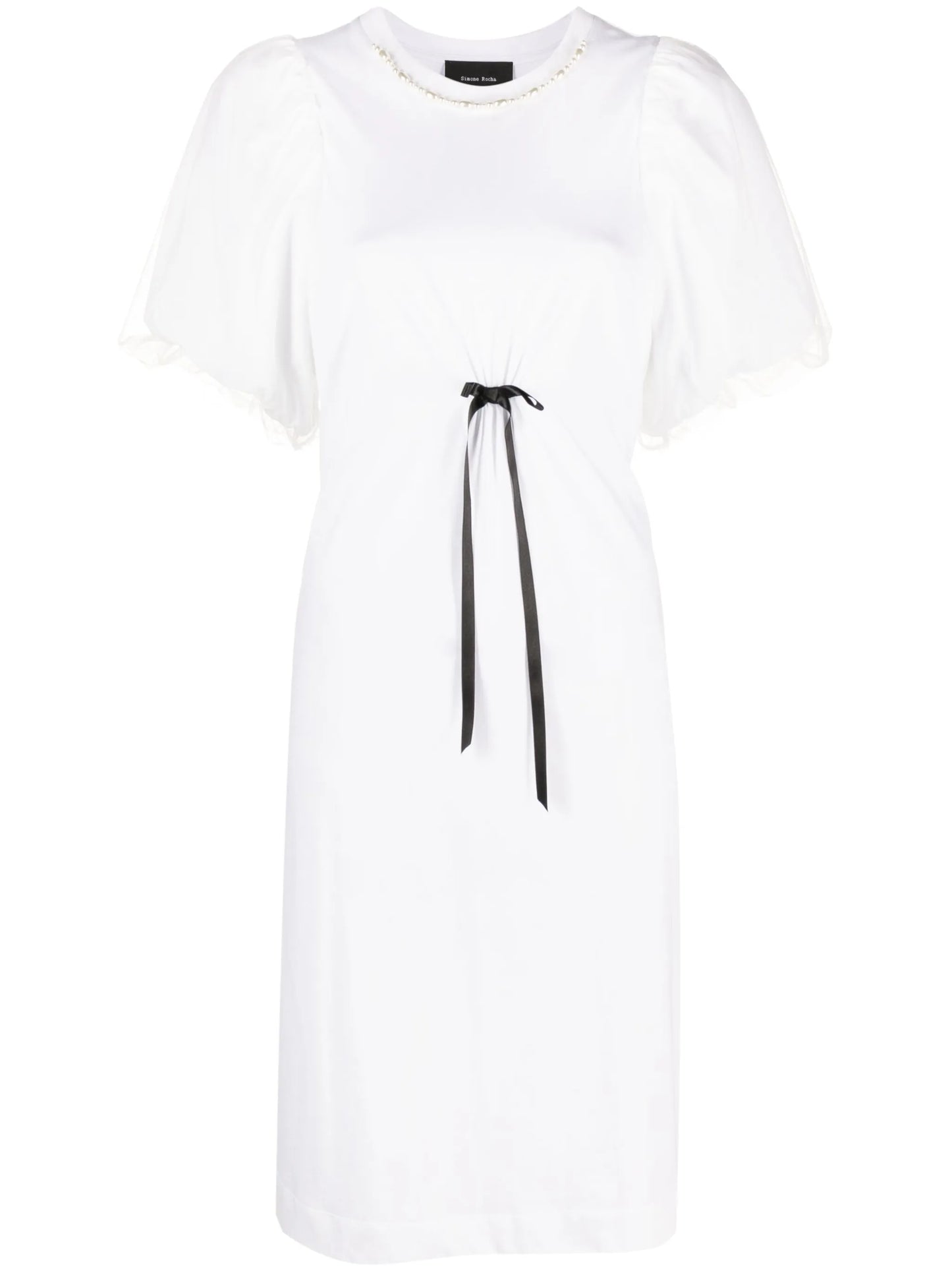 puff-sleeve cotton dress