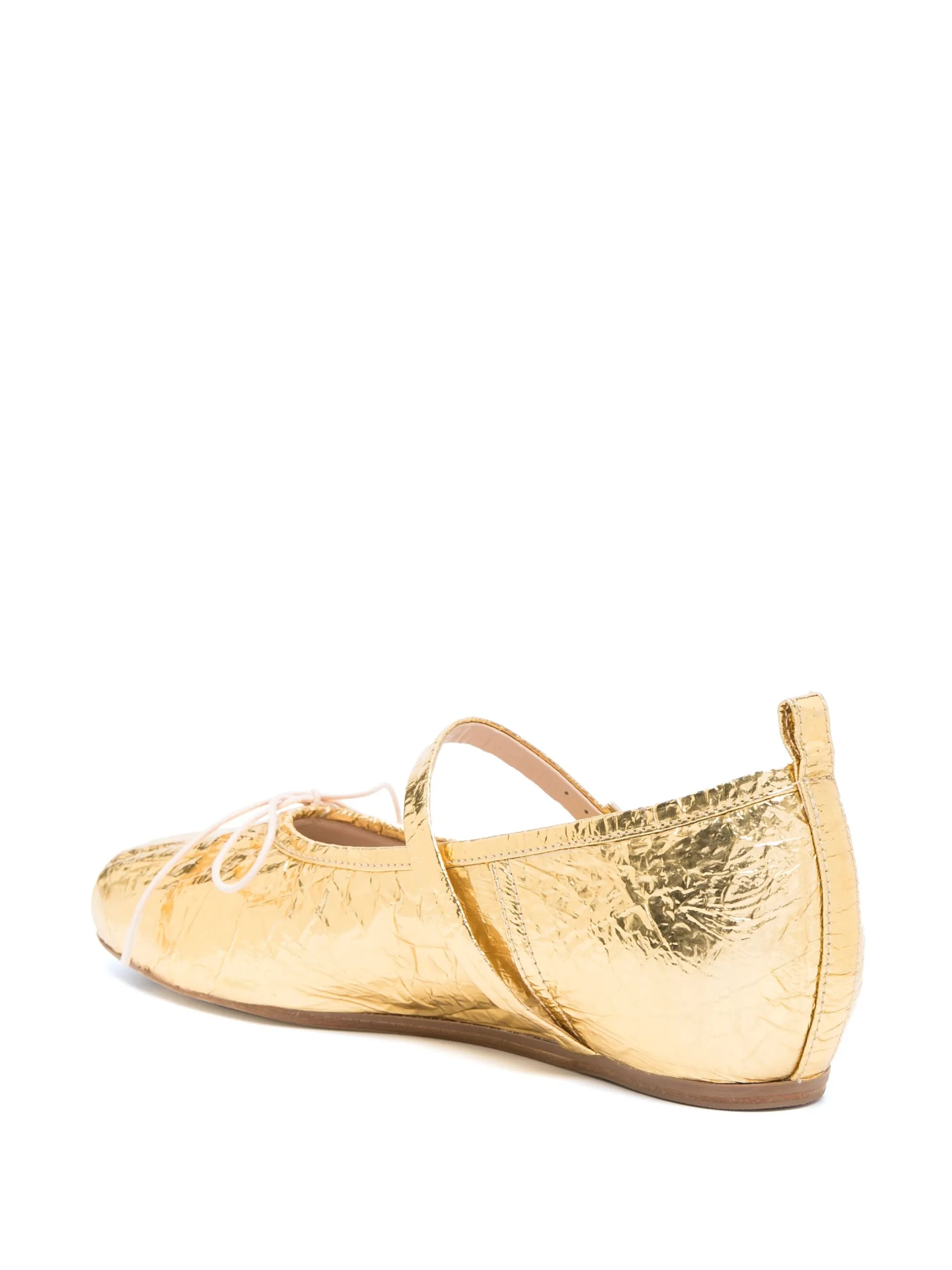 laminated-leather ballerina shoes