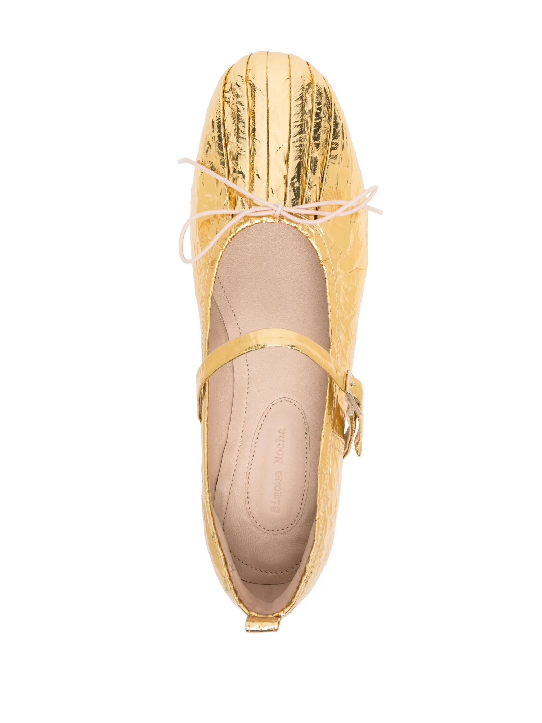 laminated-leather ballerina shoes