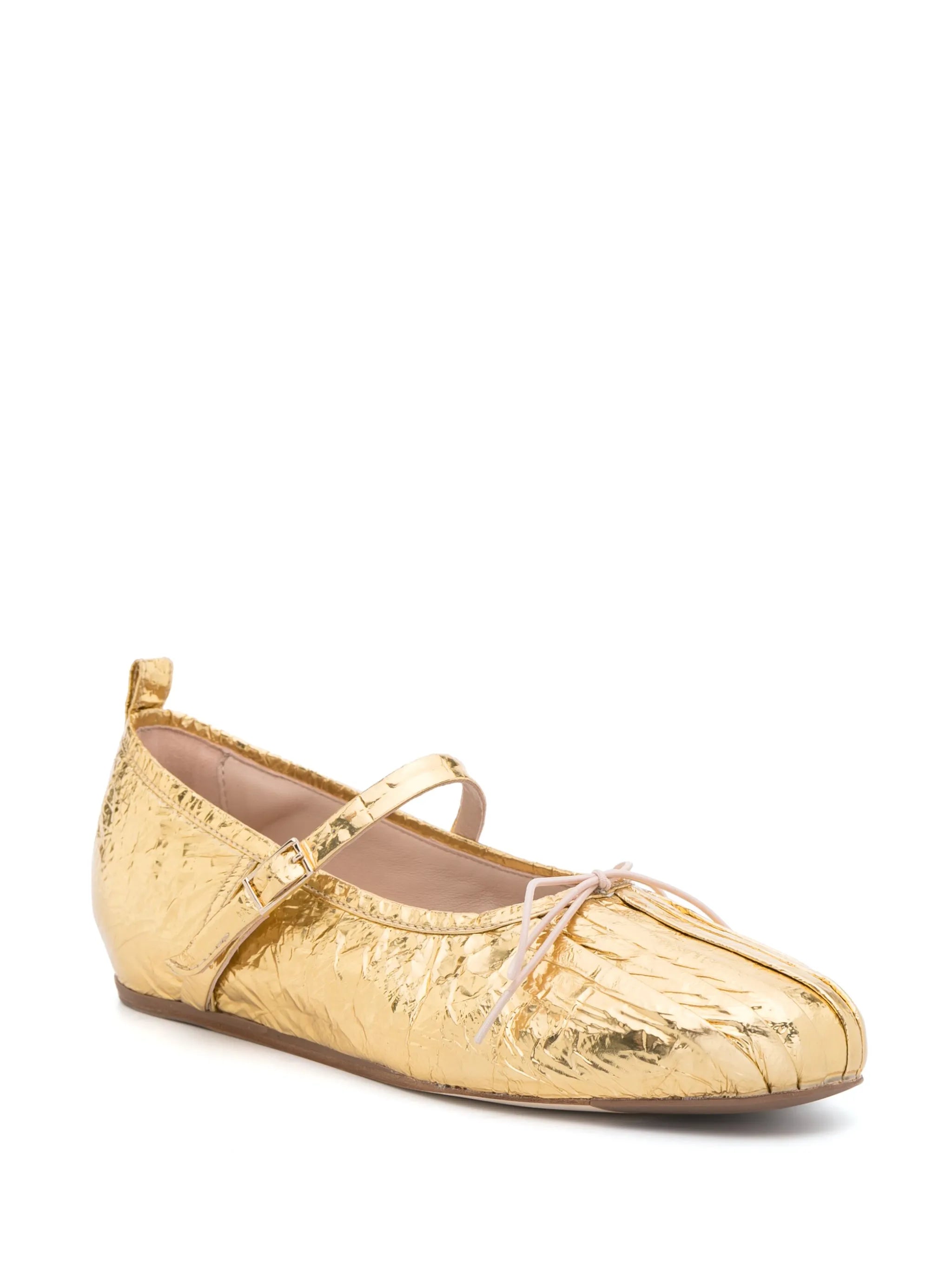 laminated-leather ballerina shoes