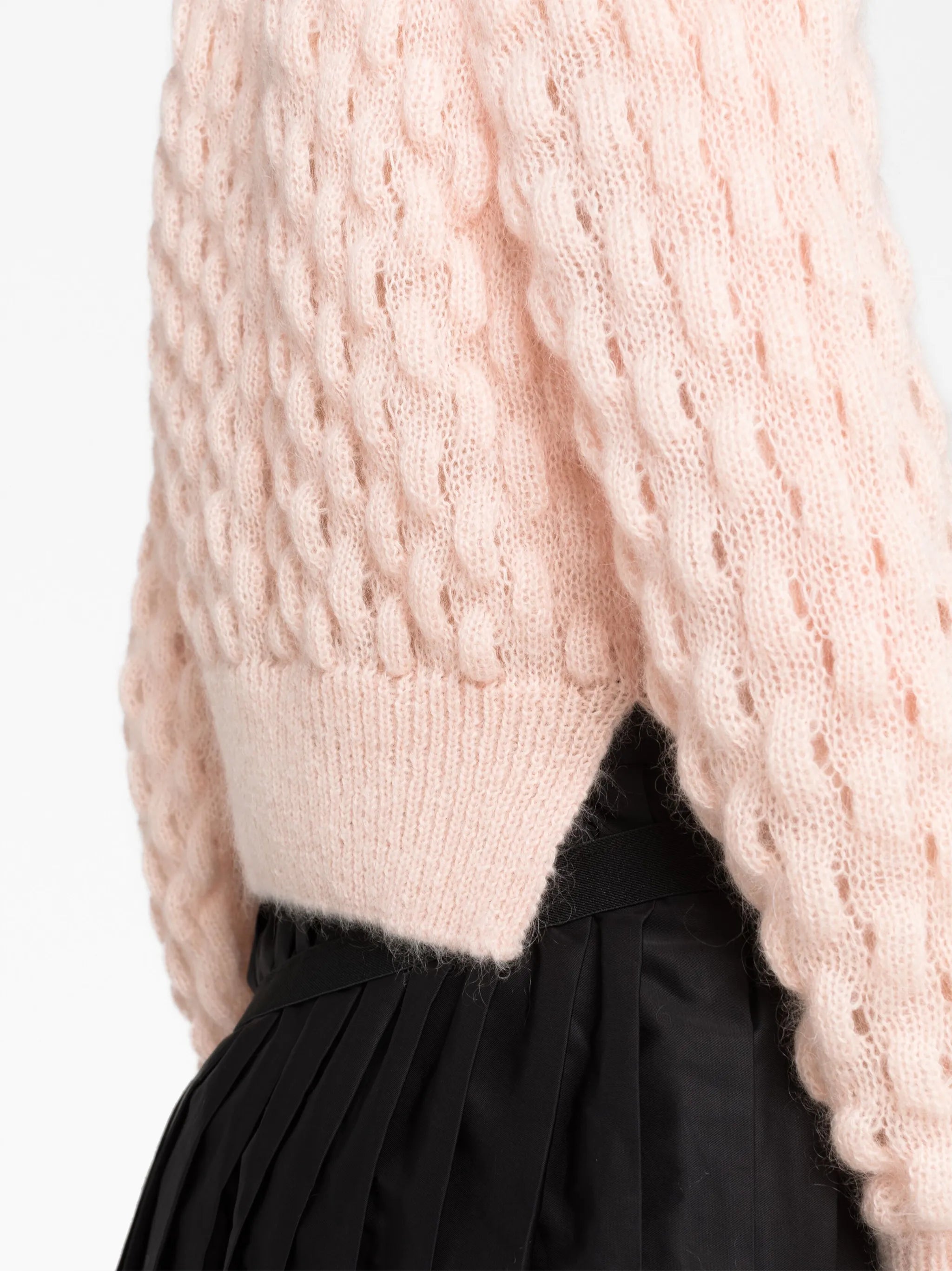 bow-embellished bubble-knit cardigan