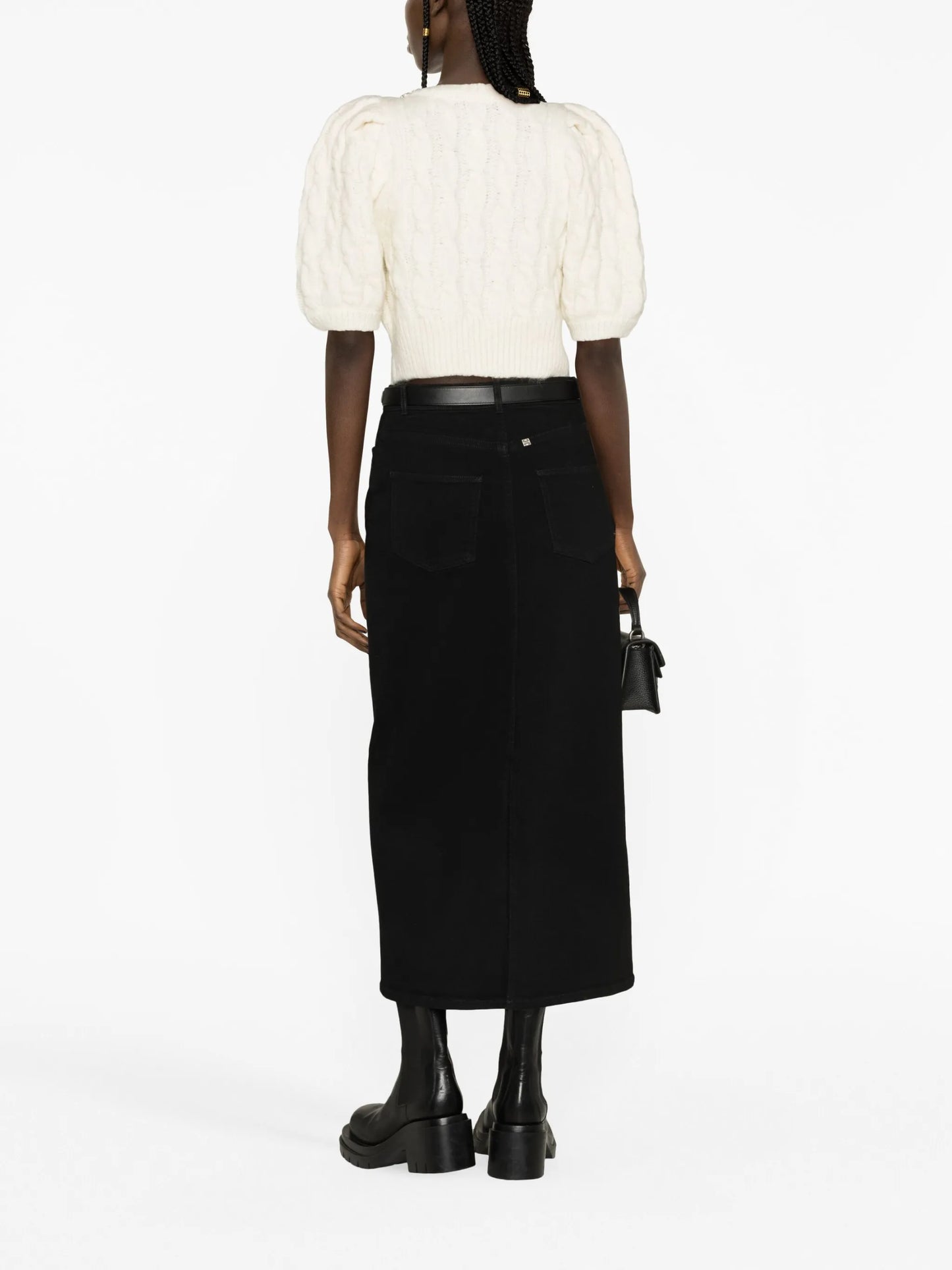 embellished cropped cable-knit cardigan