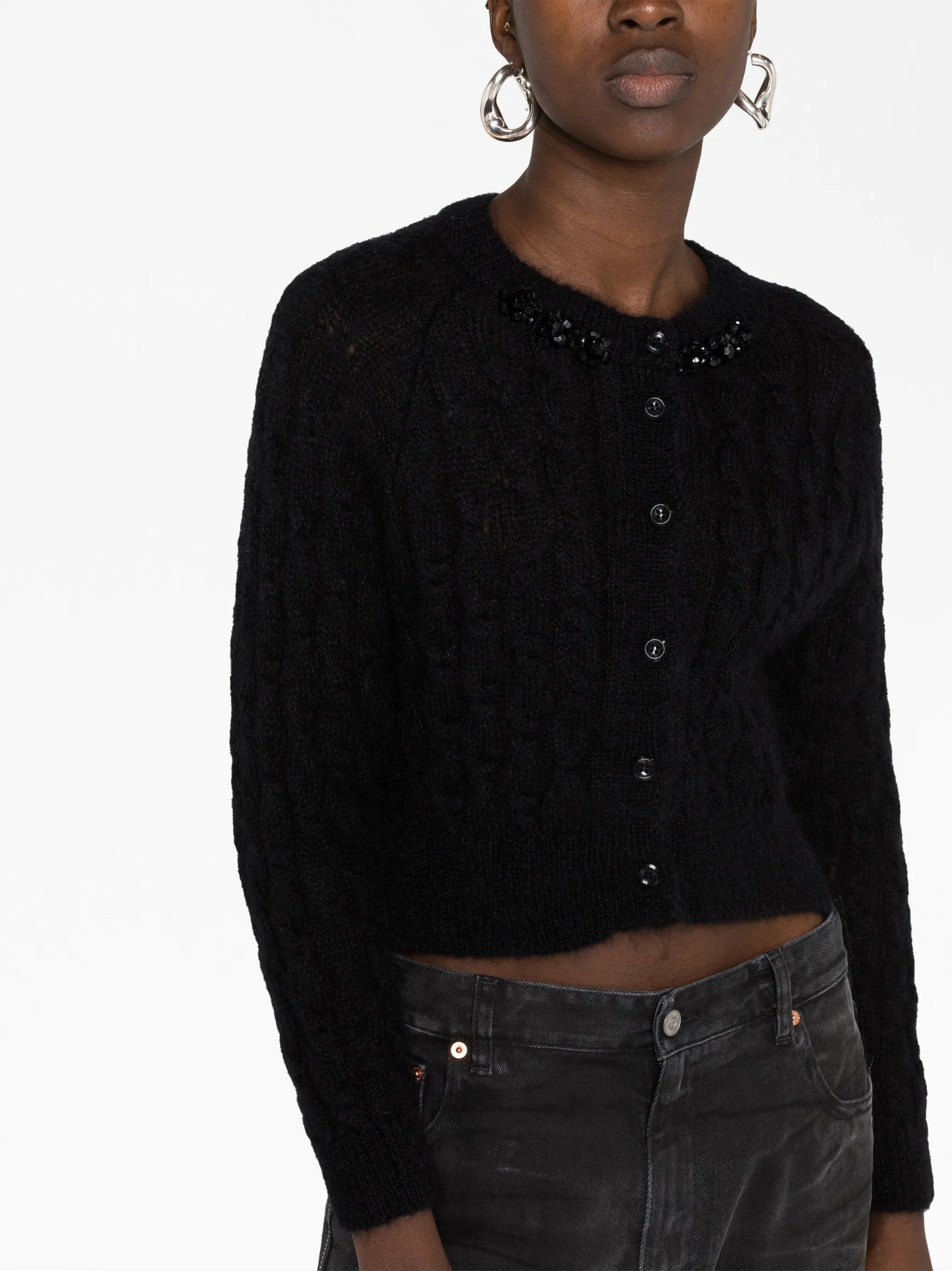 beaded cable knit cardigan