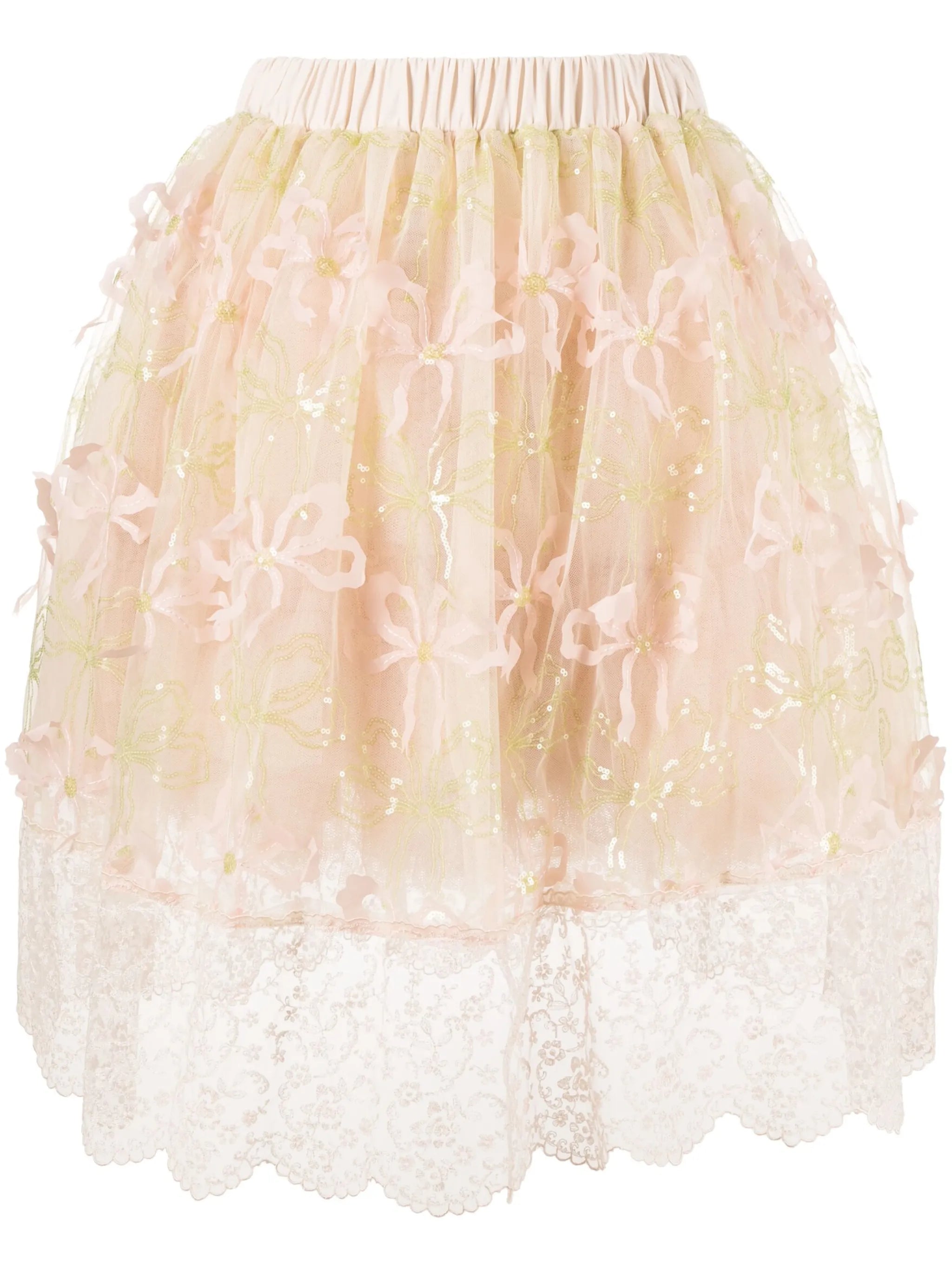 bow-embellished tulle skirt
