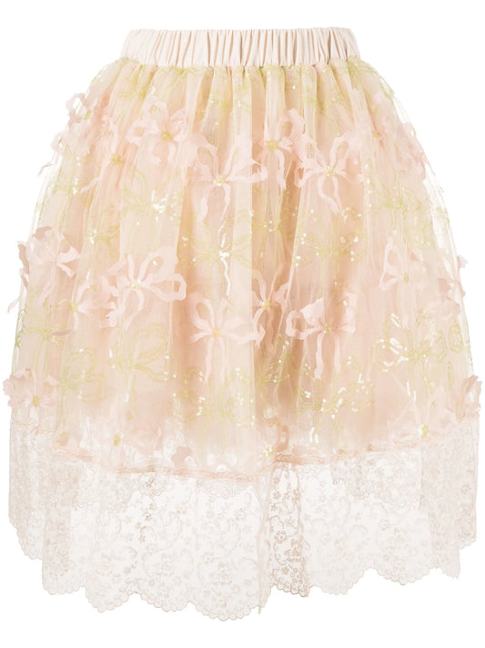 bow-embellished tulle skirt
