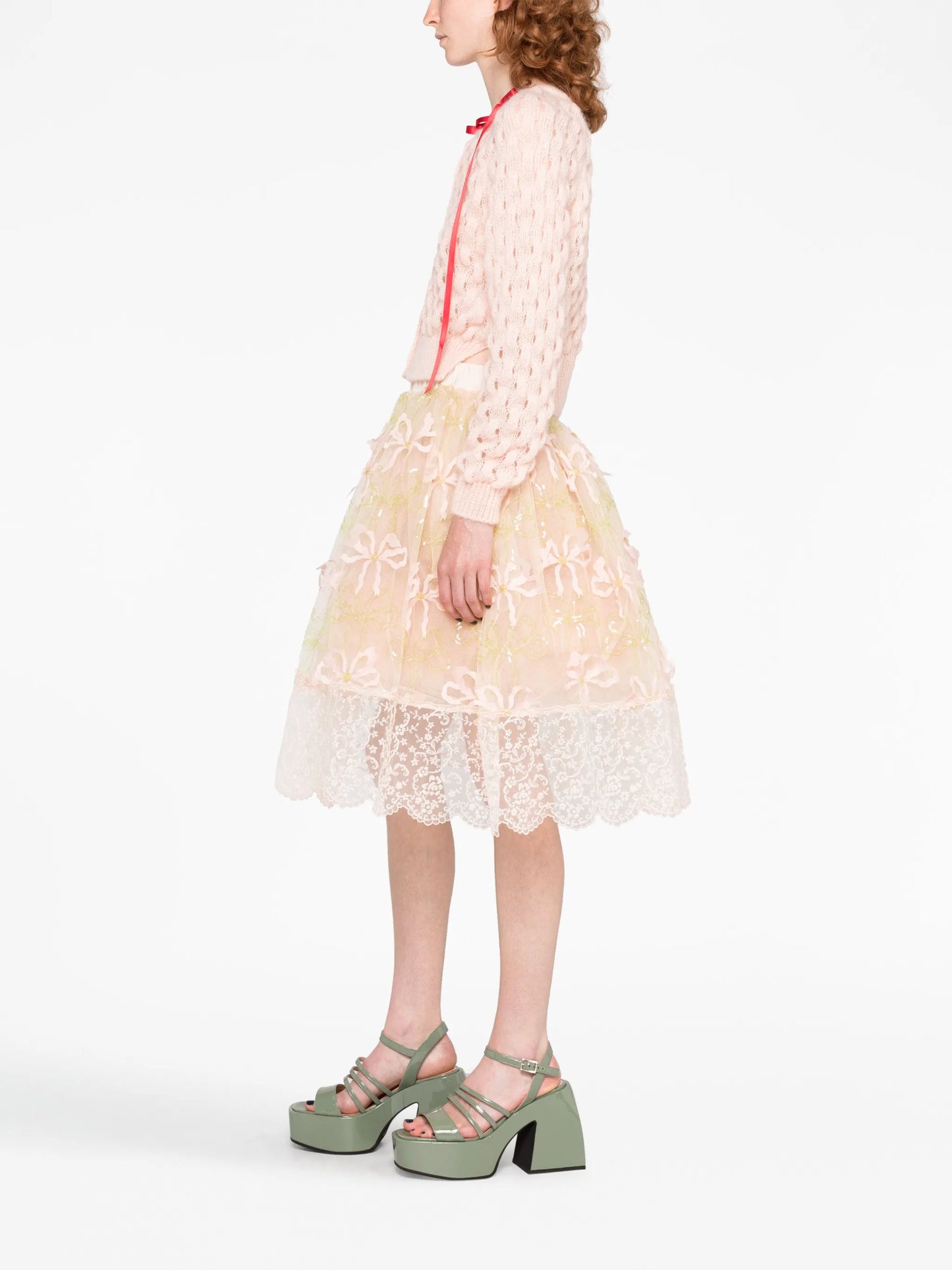 bow-embellished tulle skirt