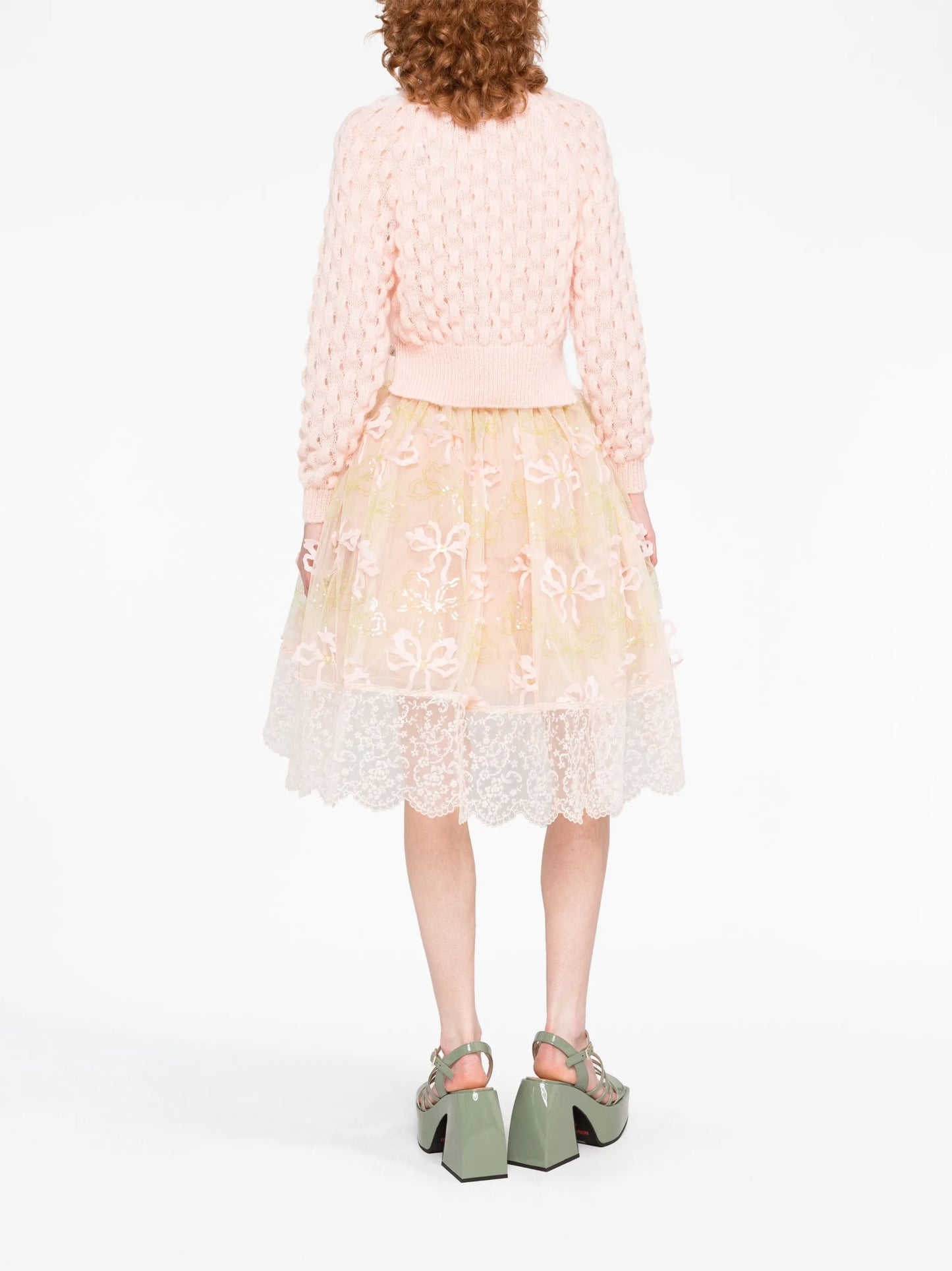 bow-embellished tulle skirt