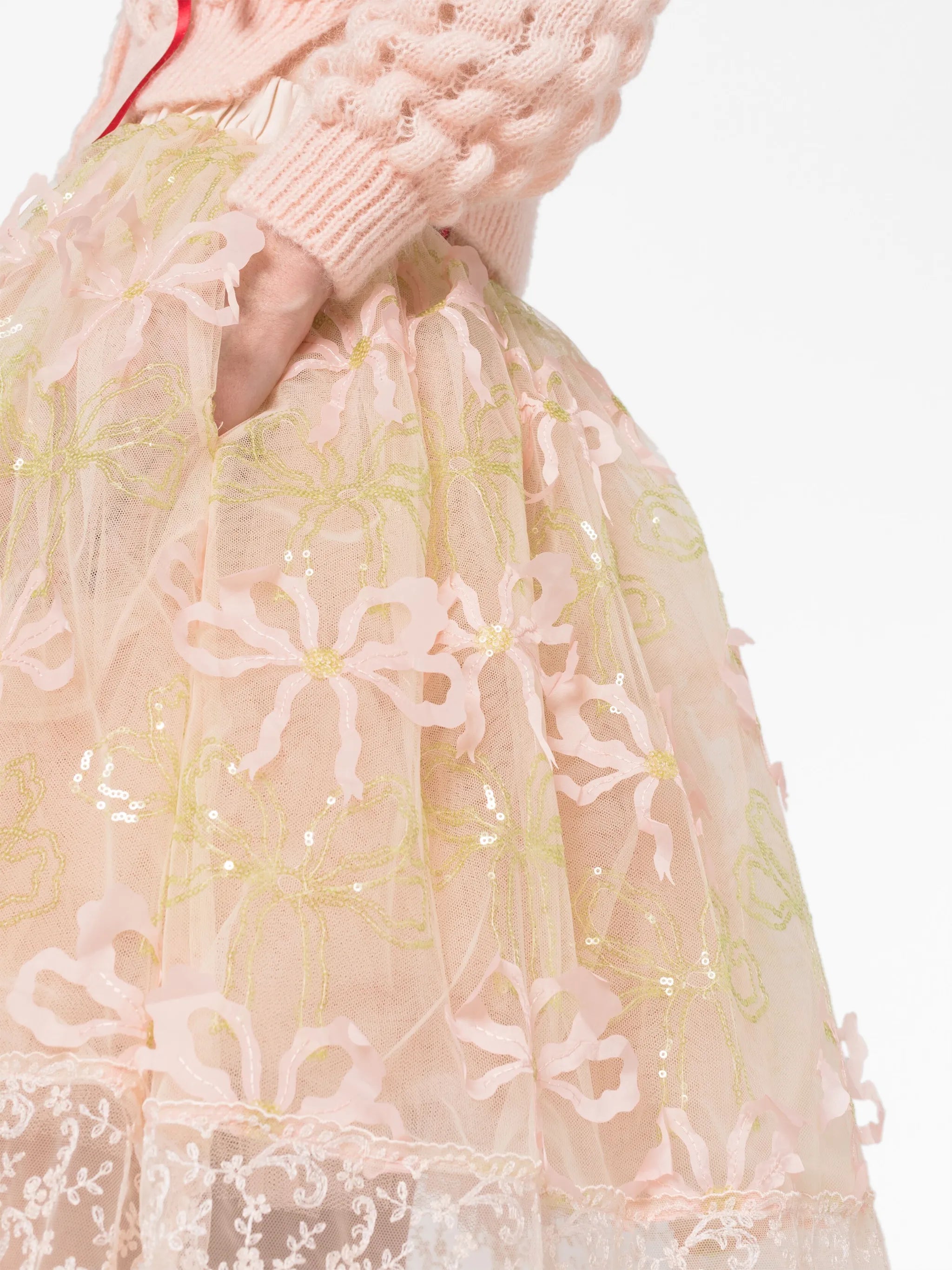 bow-embellished tulle skirt
