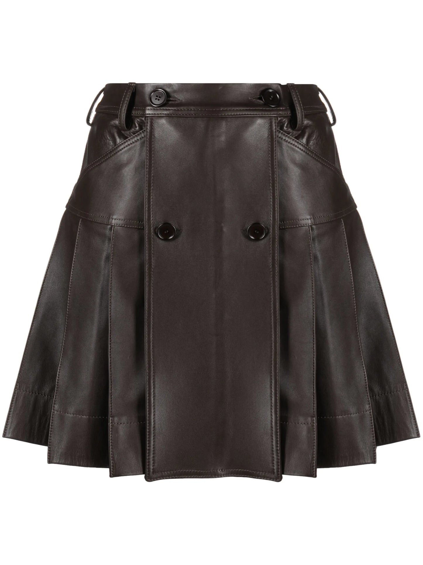 pleated leather miniskirt