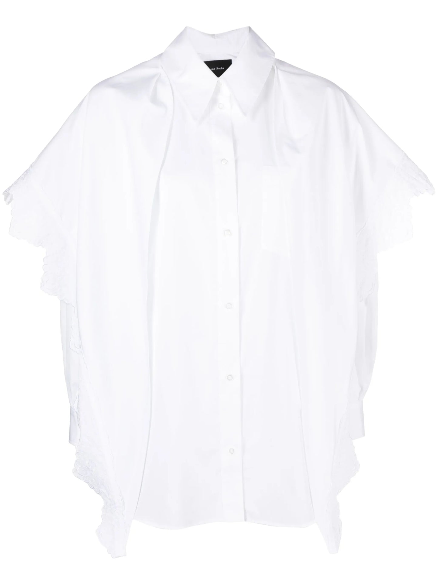 pointed collar embroidered shirt