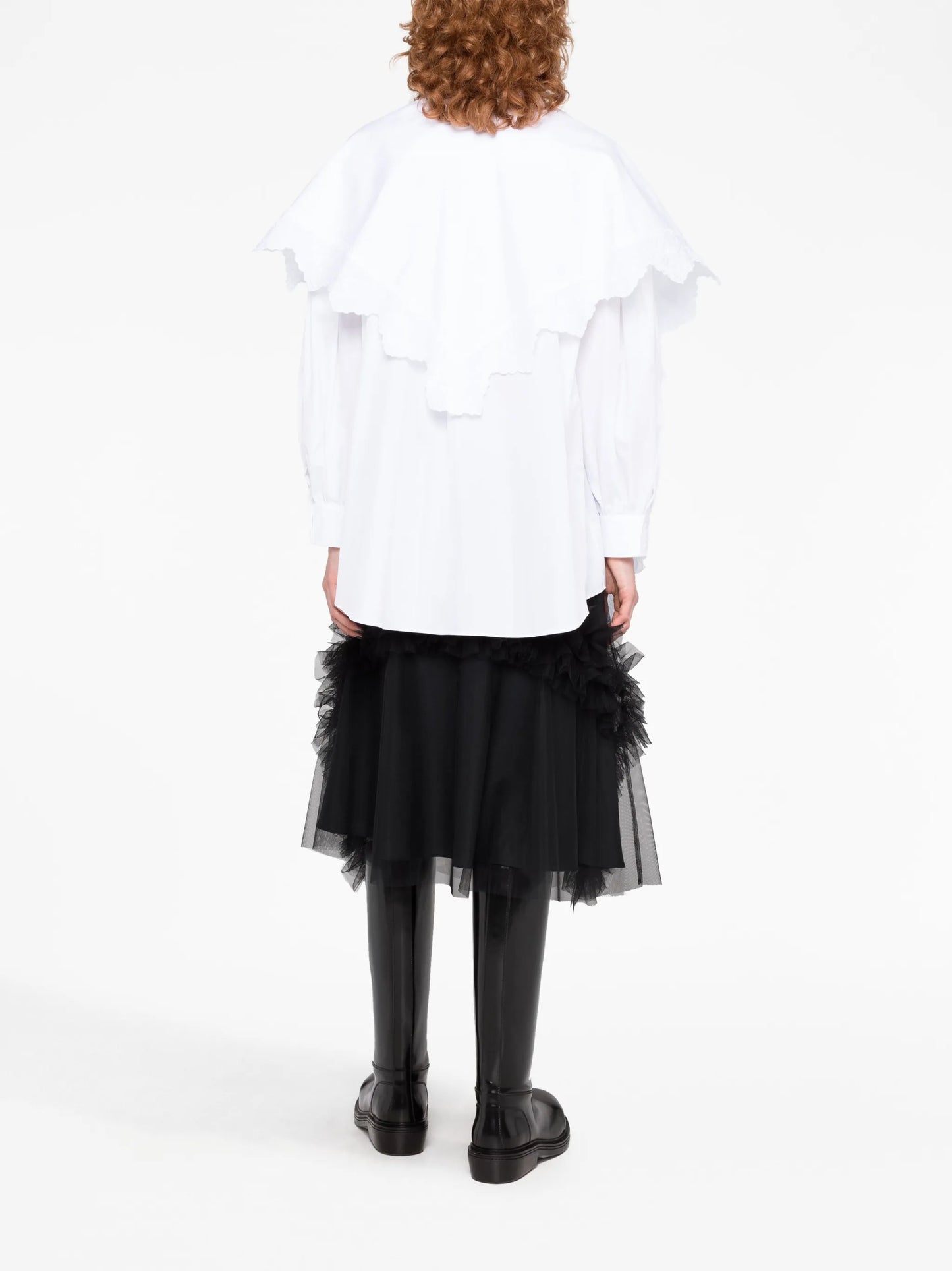 pointed collar embroidered shirt
