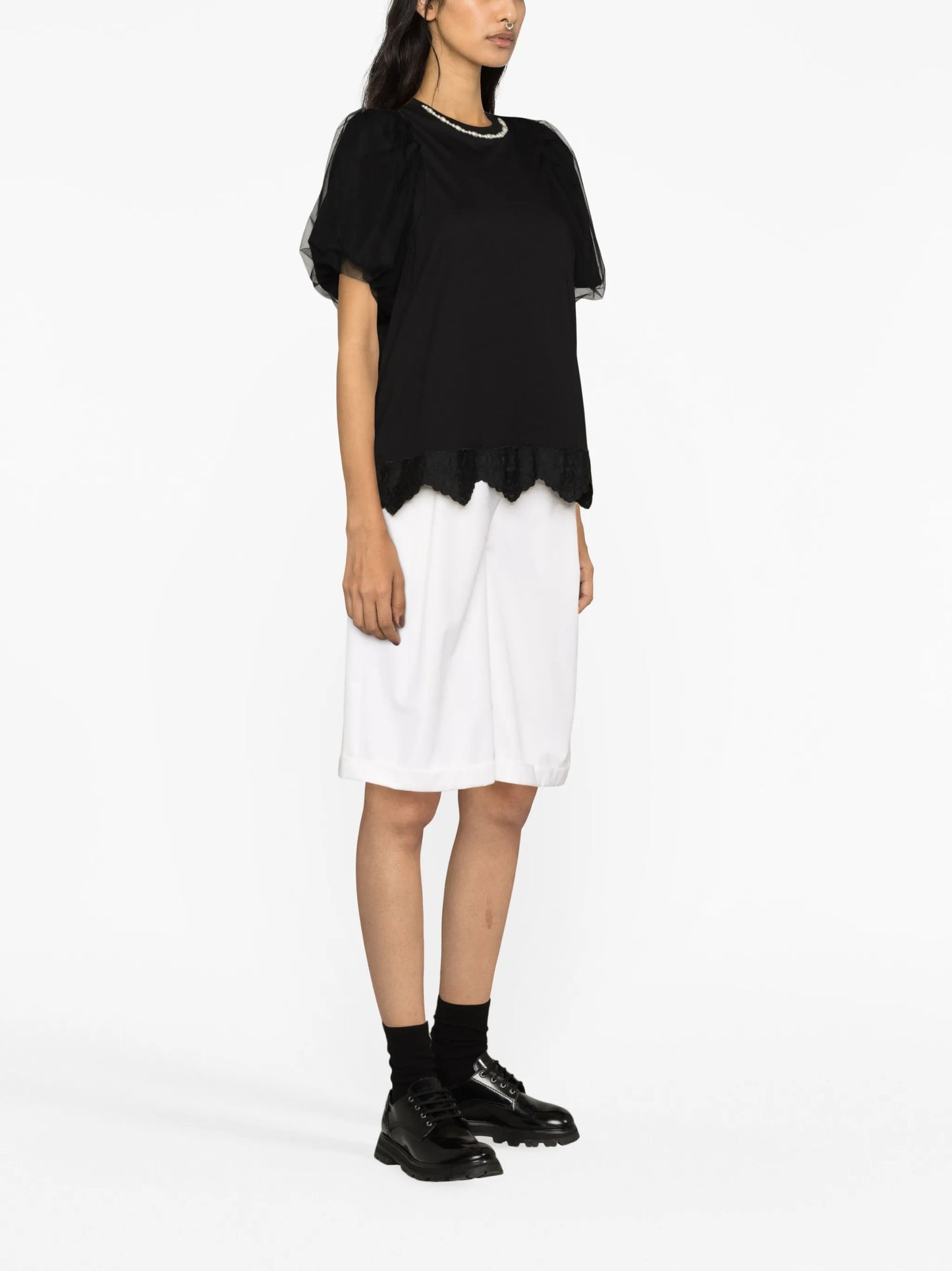 pearl-embellished cotton T-shirt
