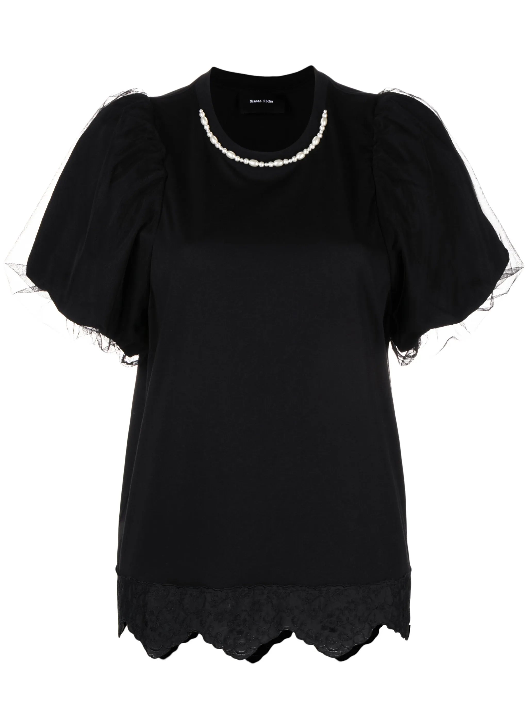 pearl-embellished cotton T-shirt