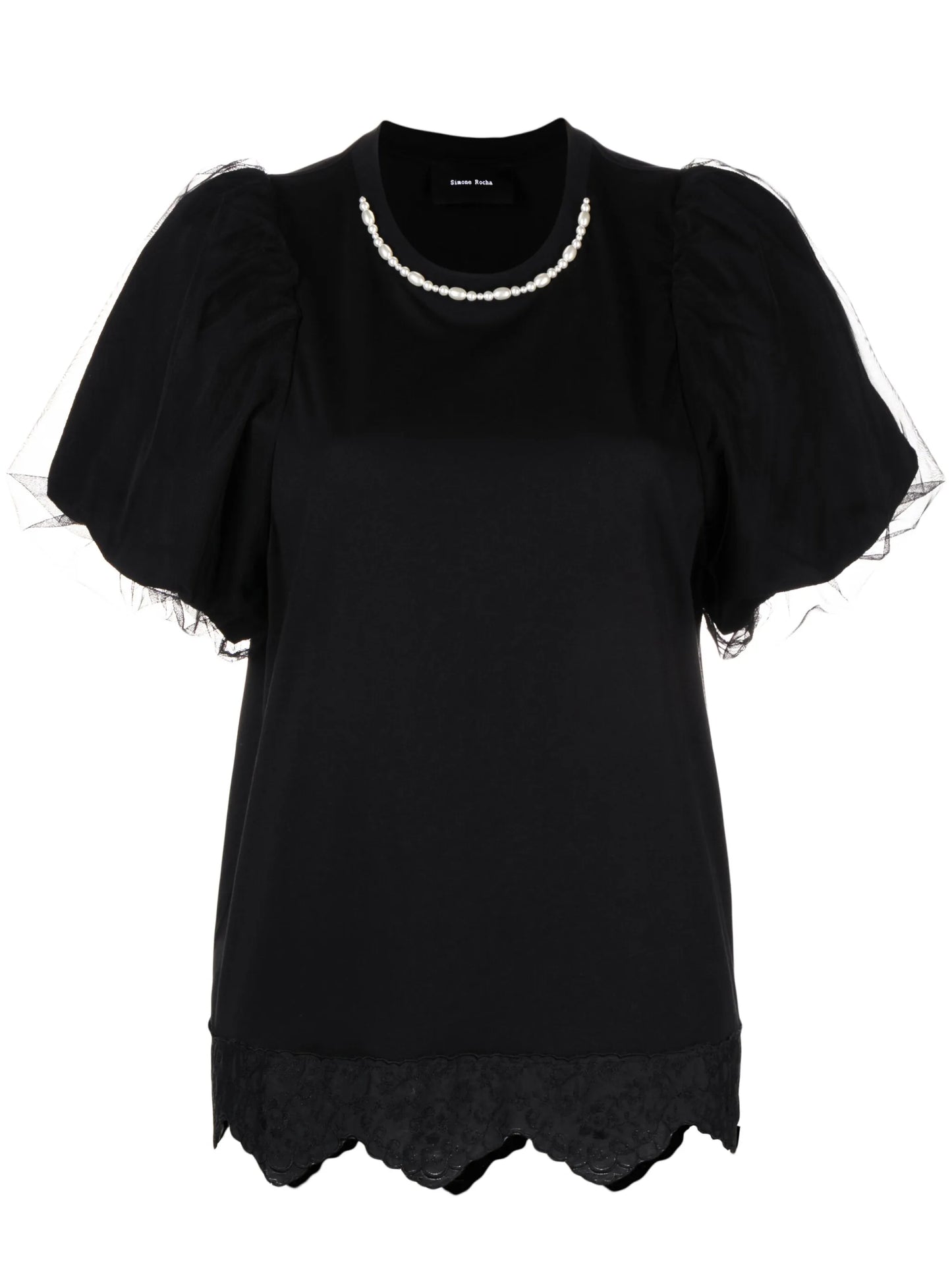 pearl-embellished cotton T-shirt